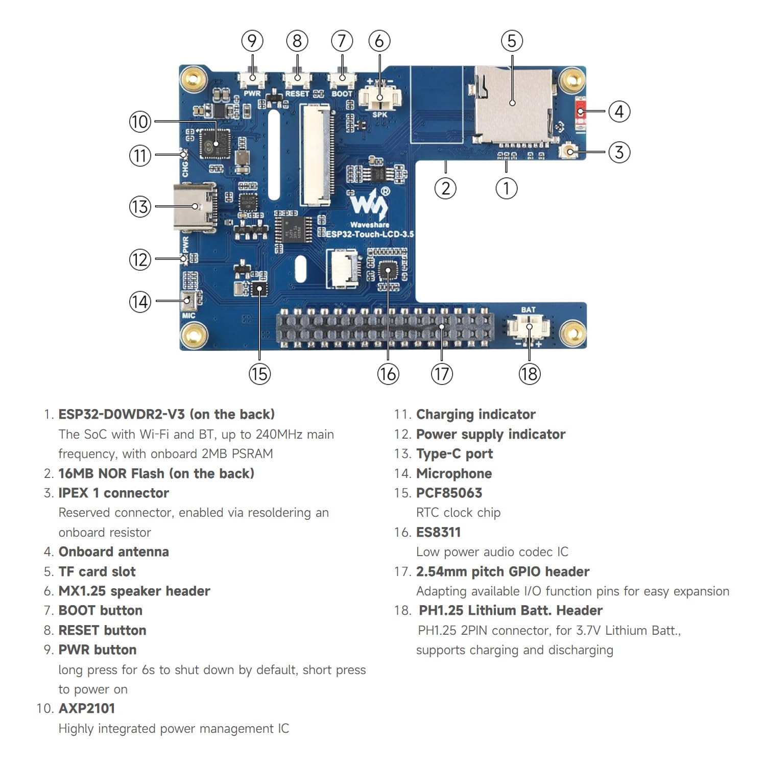waveshare-esp32-3-5-zoll-touch-lcd-entwicklungsboard-320x480-mit-audio image 7