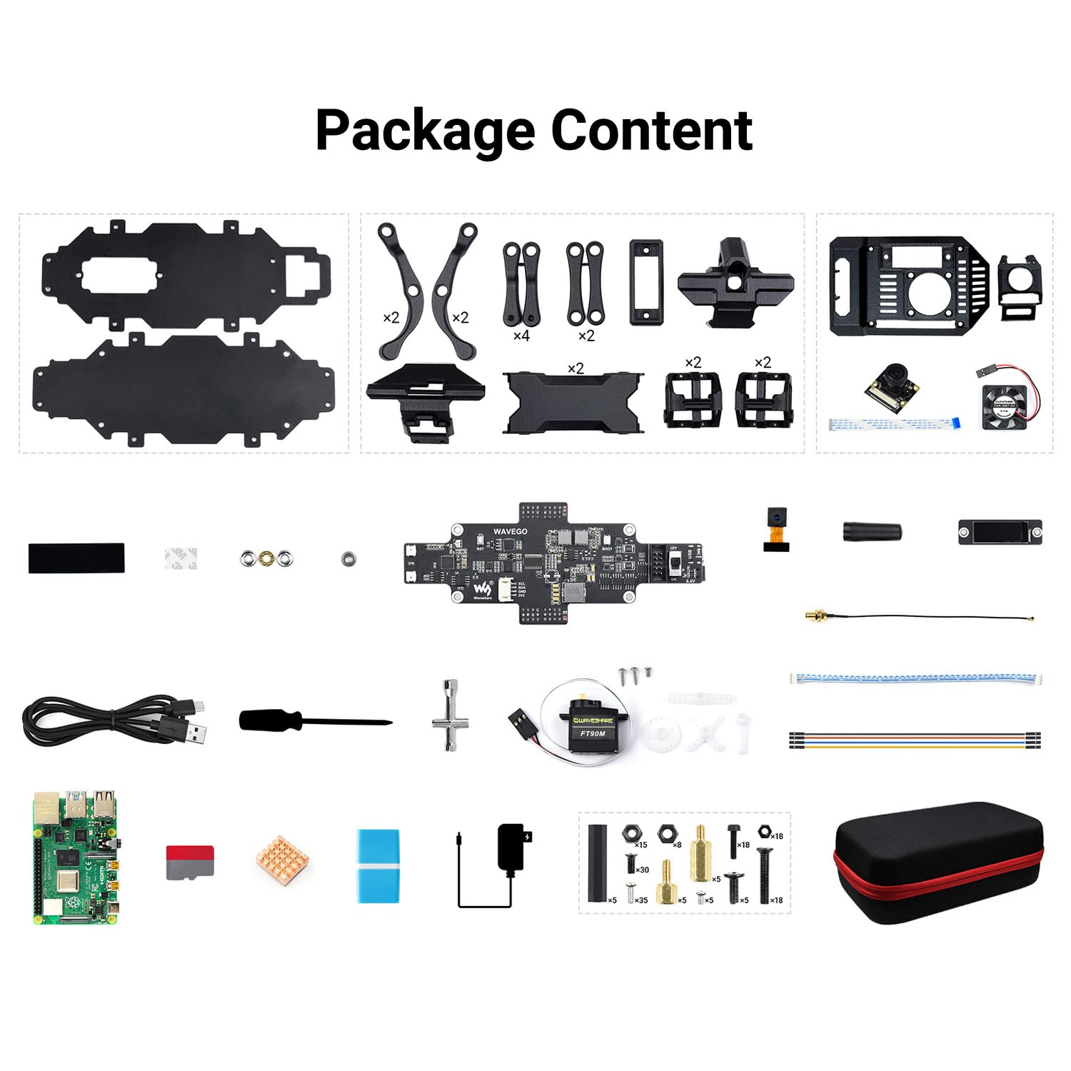 waveshare-wavego-12-dof-bionischer-roboterhund-mit-pi4b-4gb-26-teile image 2