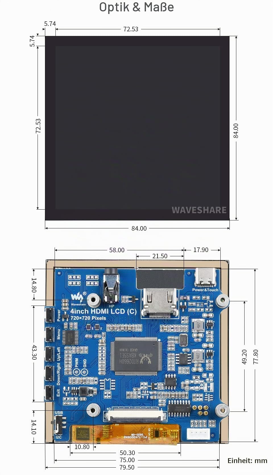 waveshare-4-zoll-hdmi-ips-touch-display-c-720-720-kapazitiv-laminiert-f-r-raspbe image 7