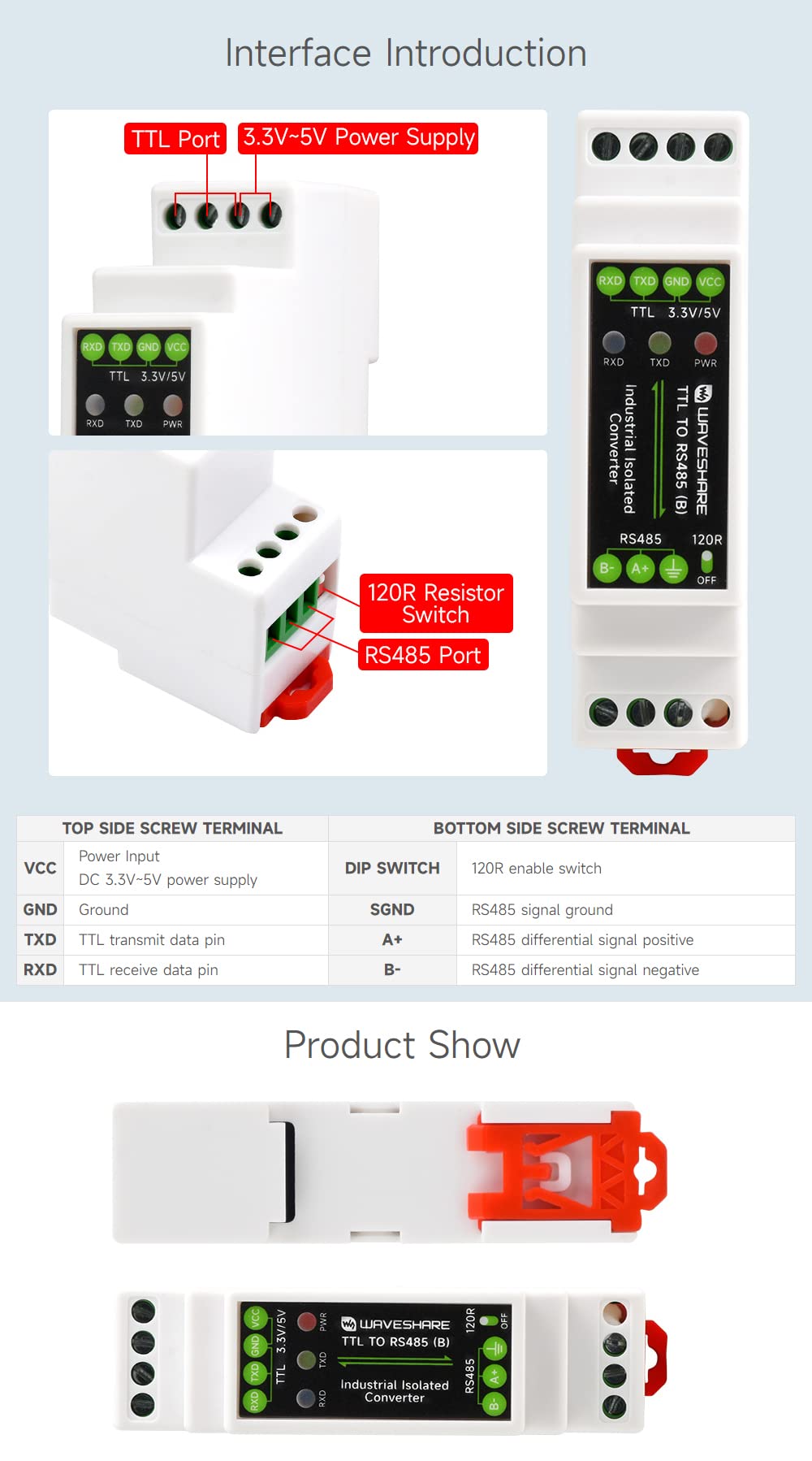 waveshare-ttl-zu-rs485-konverter-hutschiene-galvanisch-isoliert-600w-blitzschutz image 7