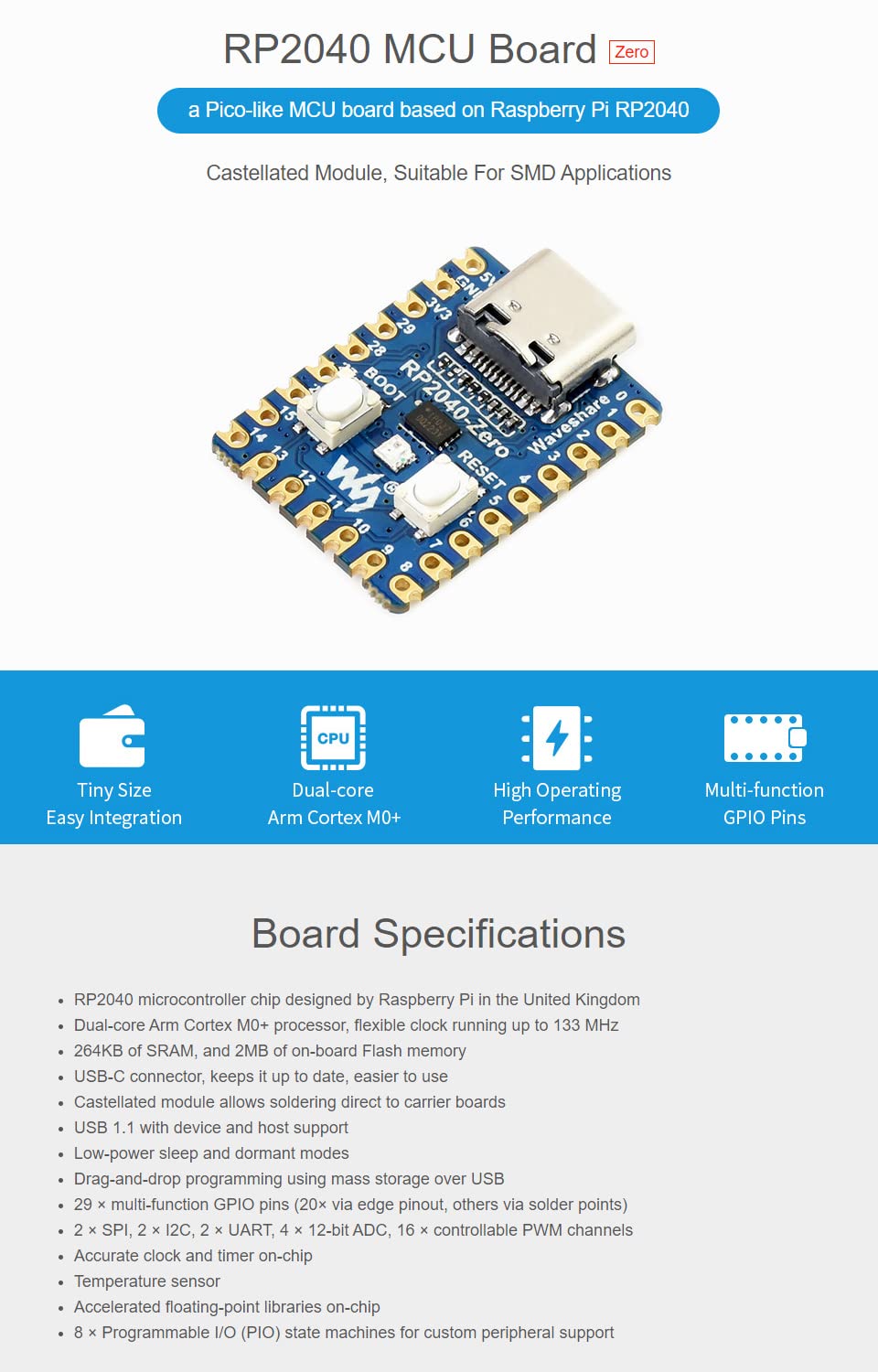 waveshare-rp2040-zero-2er-set-pico-like-mcu-board-rp2040 image 2