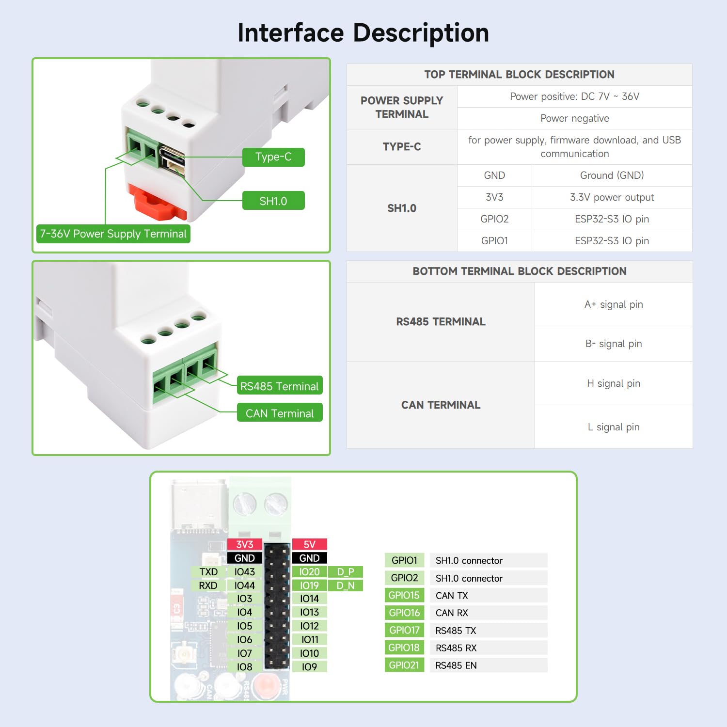 waveshare-industrial-esp32-s3-control-board-rs485-can-wifi-bluetooth-7-36v image 7