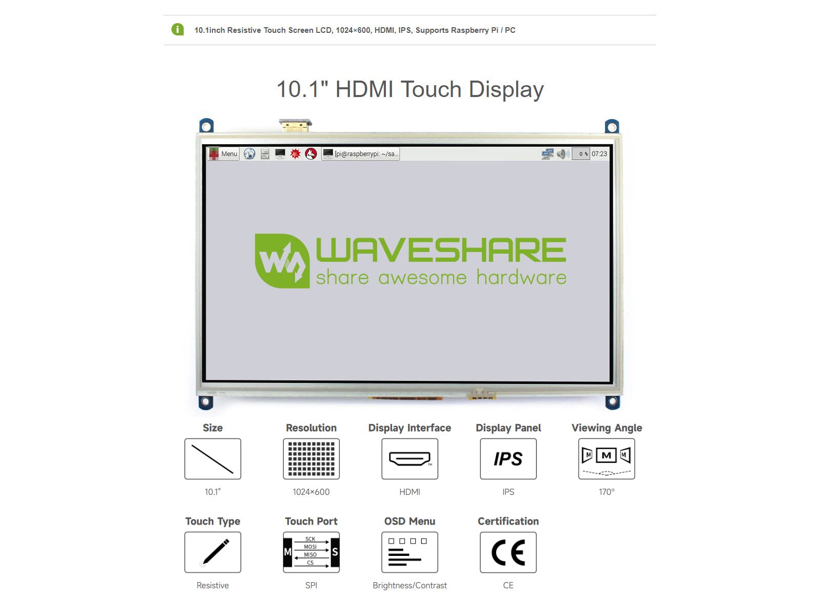 waveshare-10-1-zoll-control-panel-1024x600-resistiv-touch-hdmi-f-r-raspberry-pi image 3