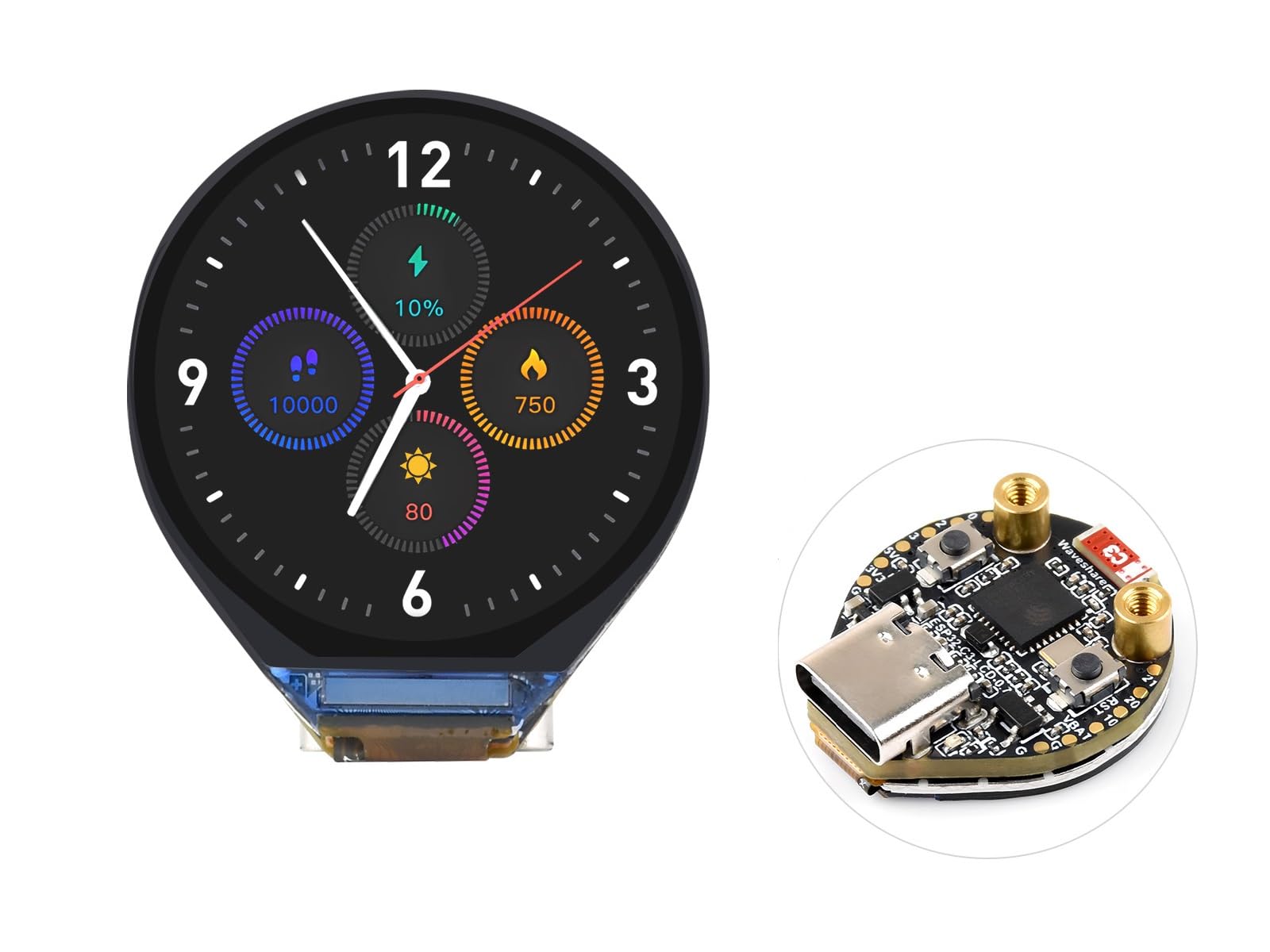 waveshare-esp32-c3-0-71-zoll-round-display-entwicklungsboard-160x160-mit-wifi-bl image 1