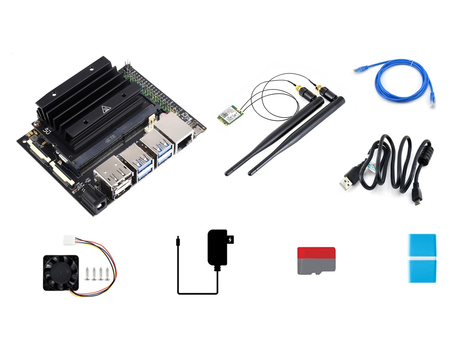 waveshare-jetson-nano-4gb-entwicklungs-kit-mit-tr-gerboard-heatsink-und-zubeh-r image 1