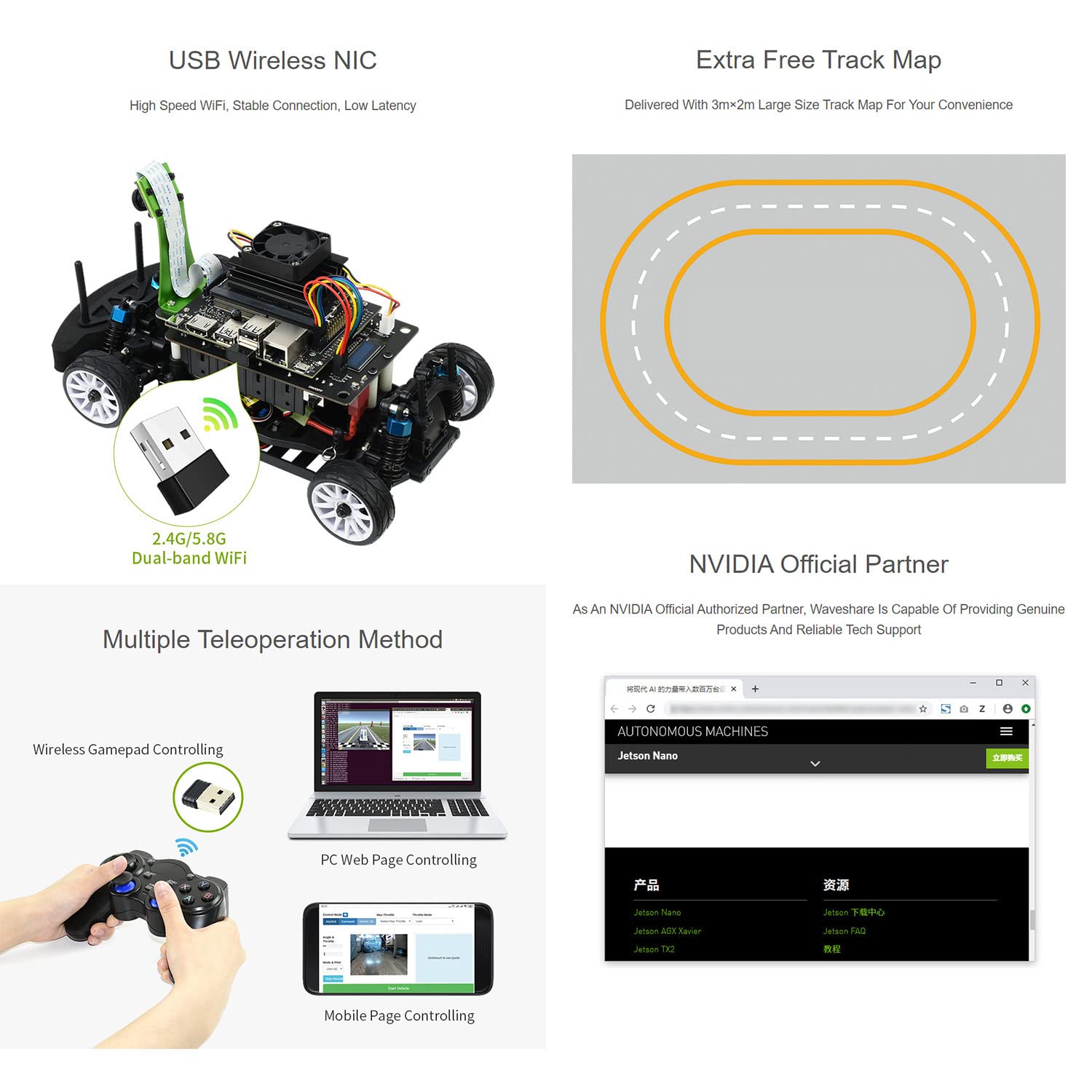 waveshare-jetracer-pro-2gb-ai-kit-high-speed-racing-roboter-bundle-mit-15-teilen image 5