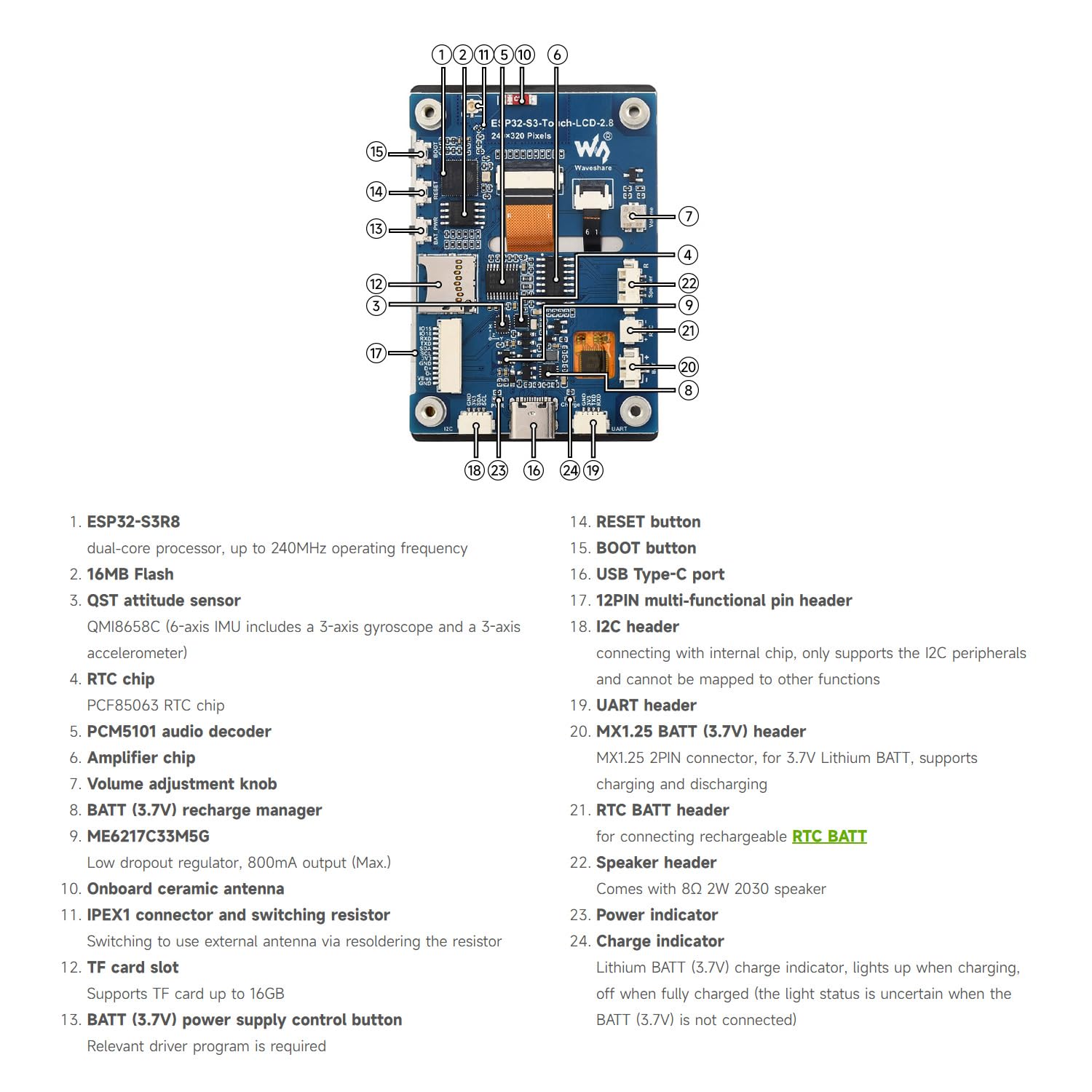 waveshare-esp32-s3-2-8-zoll-display-board-240x320-ips-wifi-bt-lautsprecher-ohne- image 7