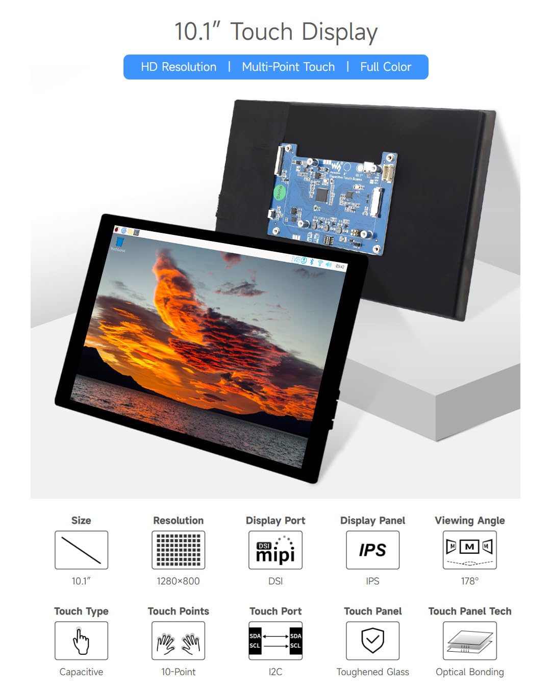 waveshare-10-1-zoll-touch-display-ips-1280x800-dsi-10-punkt-kapazitiv-f-r-raspbe image 3