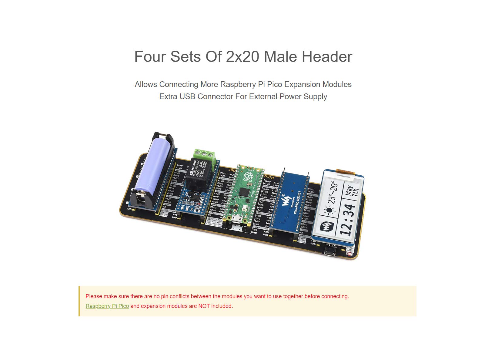 waveshare-gpio-extension-board-f-r-raspberry-pi-pico-quad-2x20-gpio-expander-mit image 6