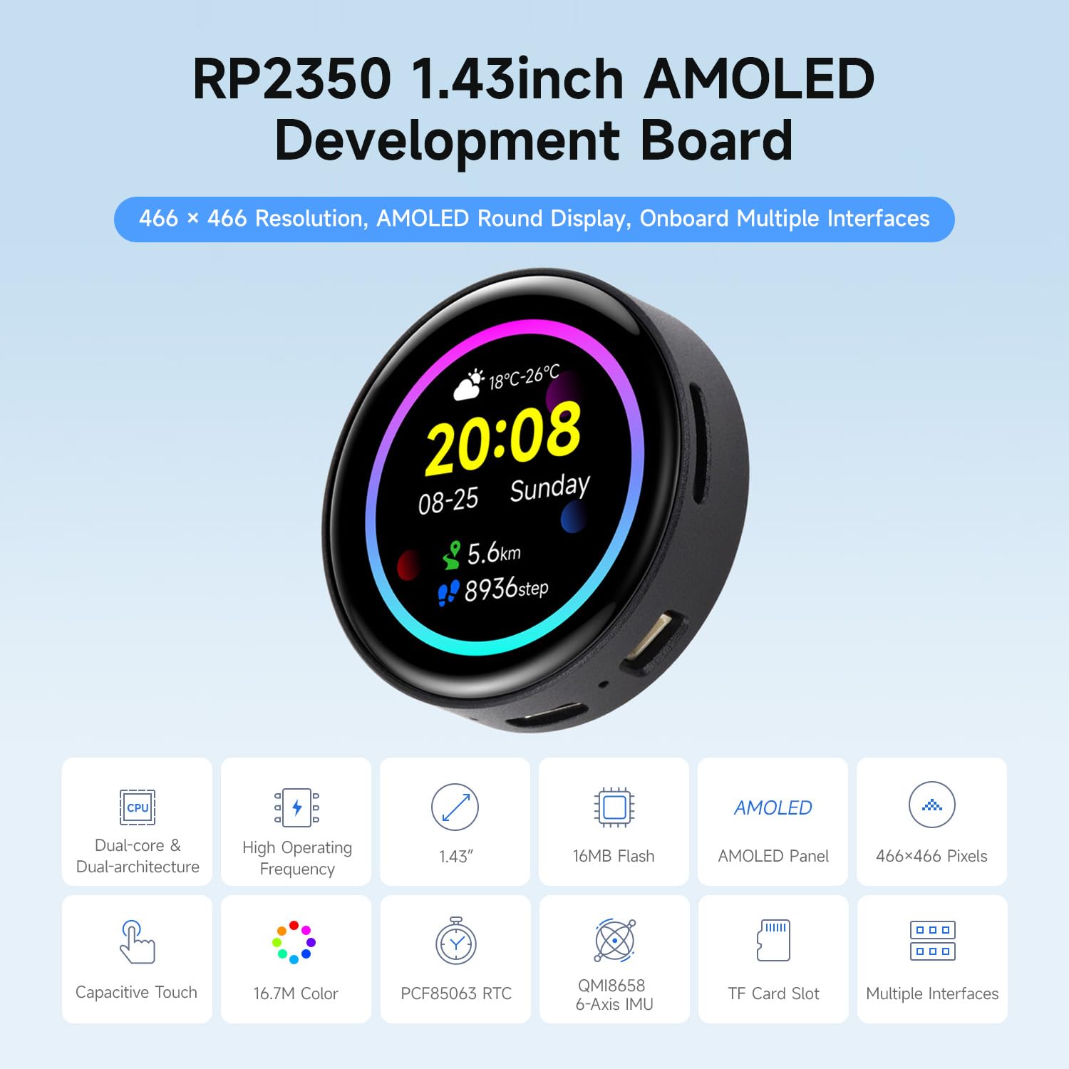 waveshare-rp2350-1-43-zoll-amoled-display-entwicklungsboard-466x466-rund-mit-tou image 3