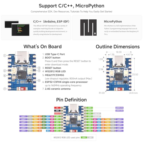 waveshare-esp32-c3-mini-entwicklungsboard-esp32-c3-zero-m-mit-header image 8
