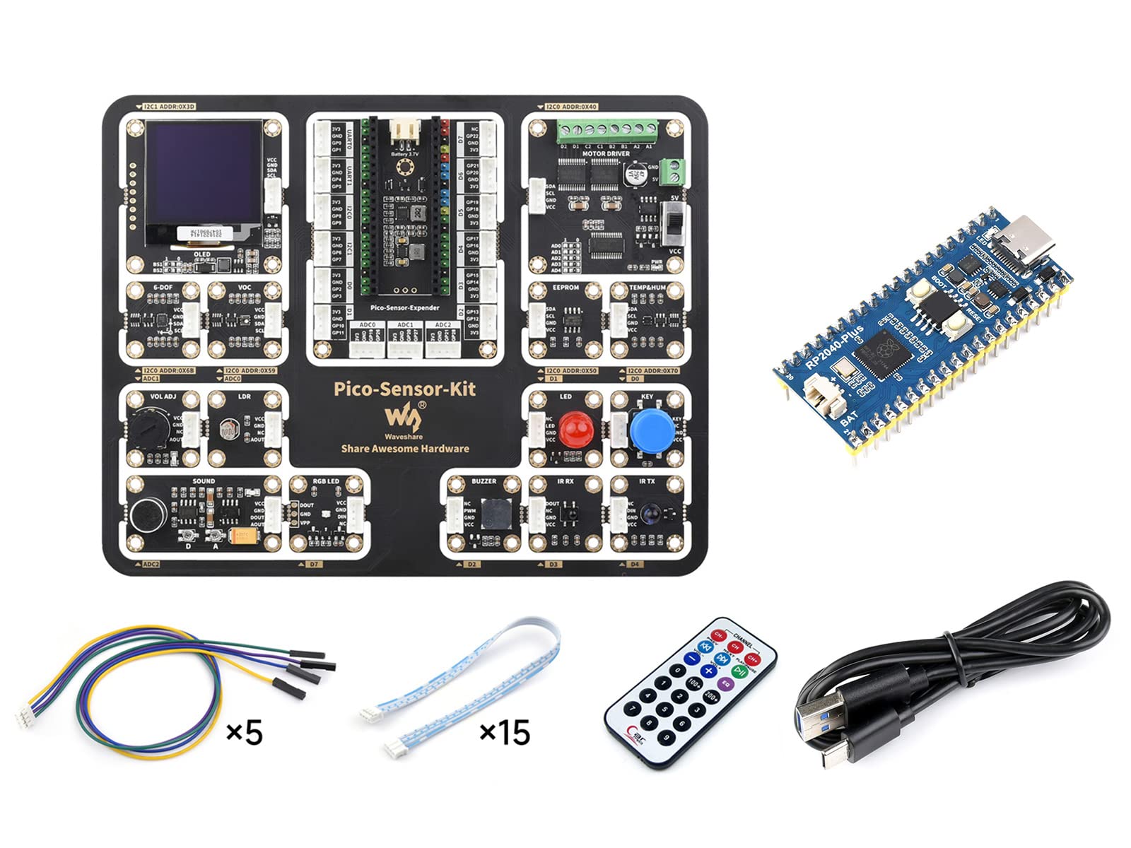 waveshare-entry-level-sensor-kit-f-r-raspberry-pi-pico-mit-rp2040-plus-m-und-15- image 1