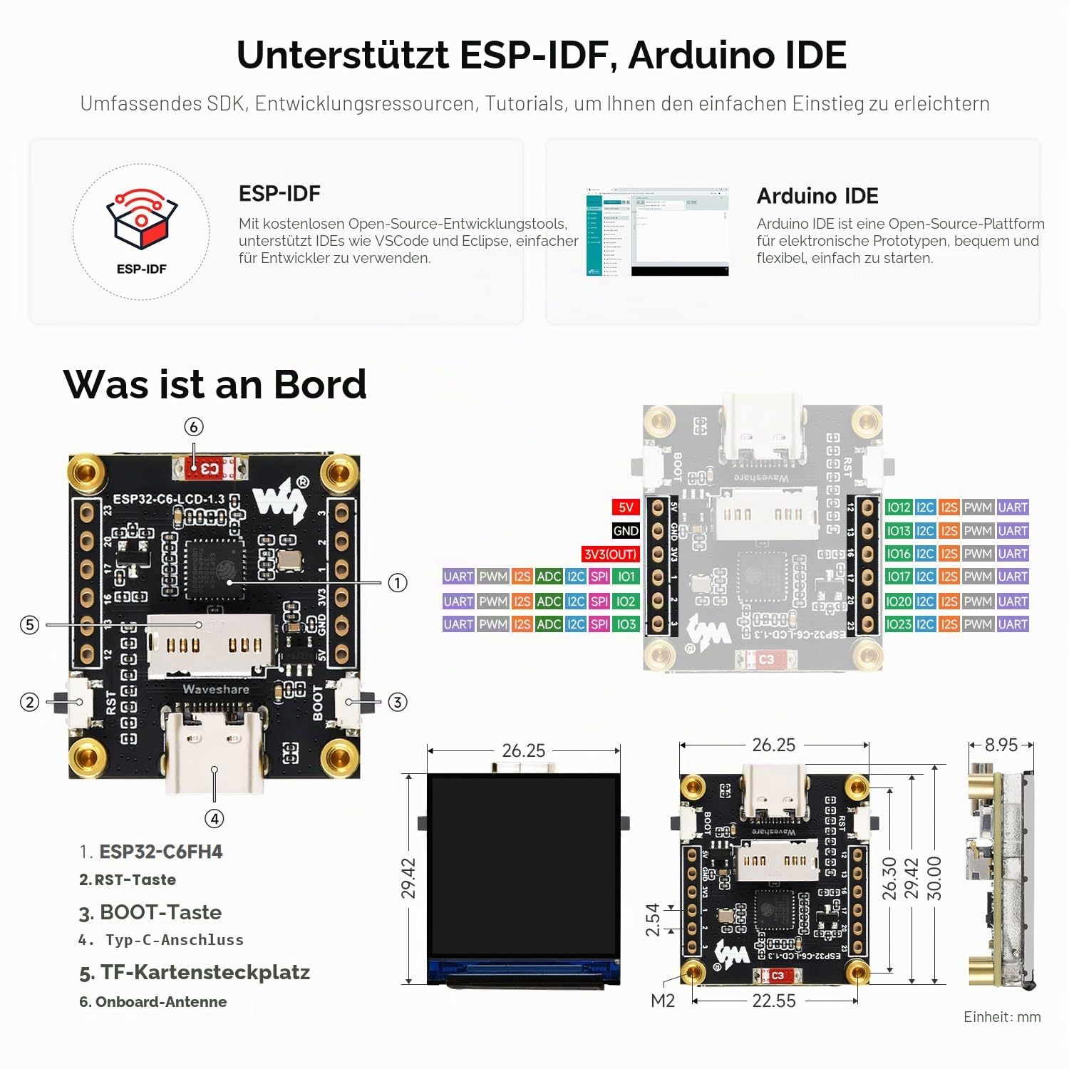 waveshare-esp32-c6-lcd-1-3-entwicklungsboard-ohne-header-1-3-zoll-display-240x24 image 5