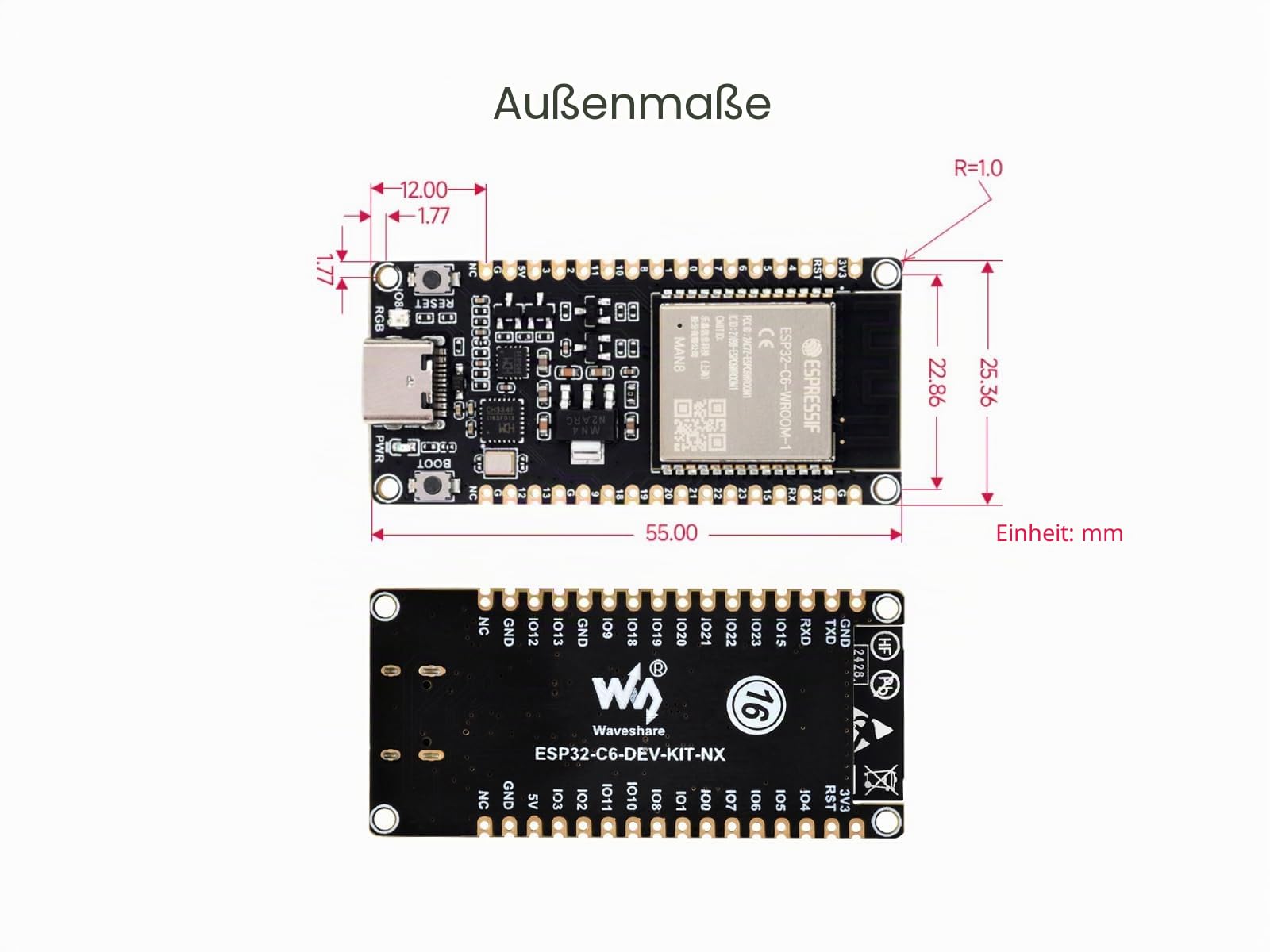 waveshare-esp32-c6-dev-kit-n16-risc-v-mikrocontroller-dev-board-ohne-pinheader image 6