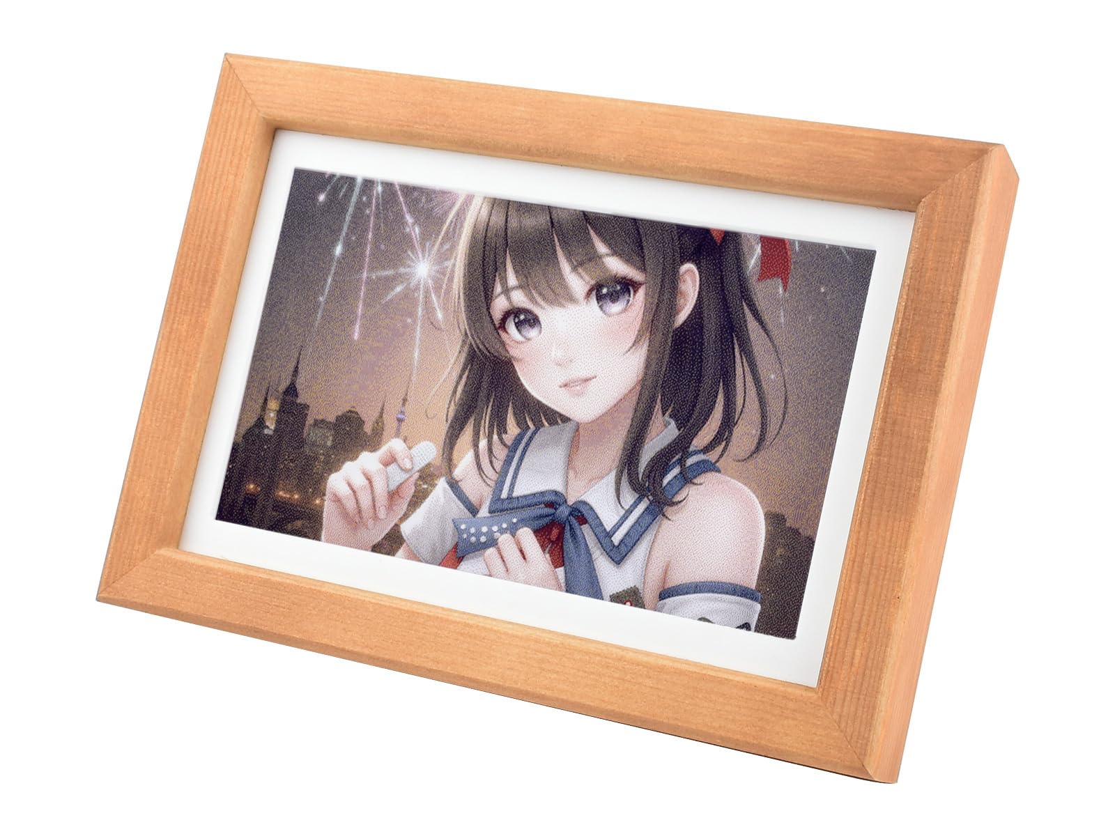waveshare-7-3-zoll-e6-full-color-e-paper-mit-holz-bilderrahmen-800x480-inkl-akku image 1