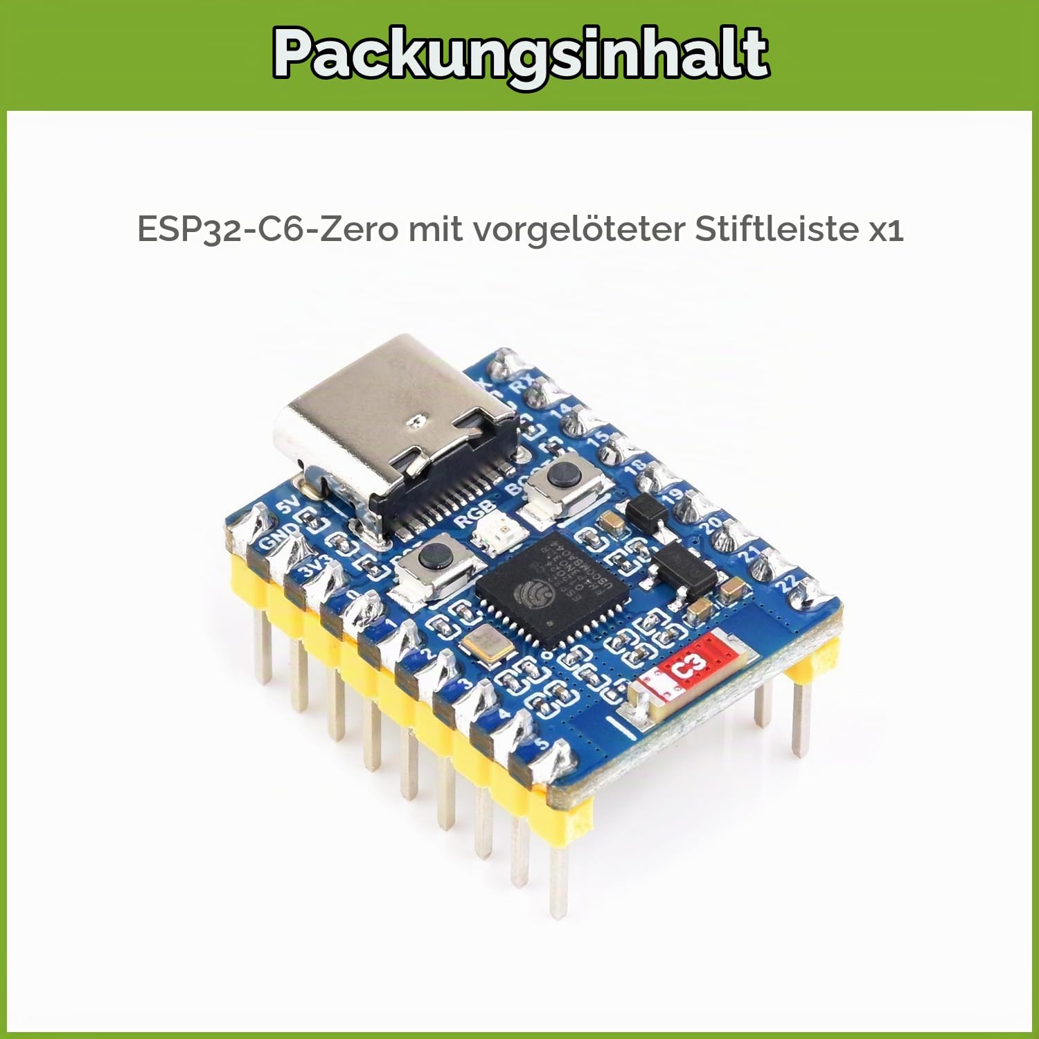 waveshare-esp32-c6-mini-entwicklungsboard-mit-header-wifi-6-bt5 image 2