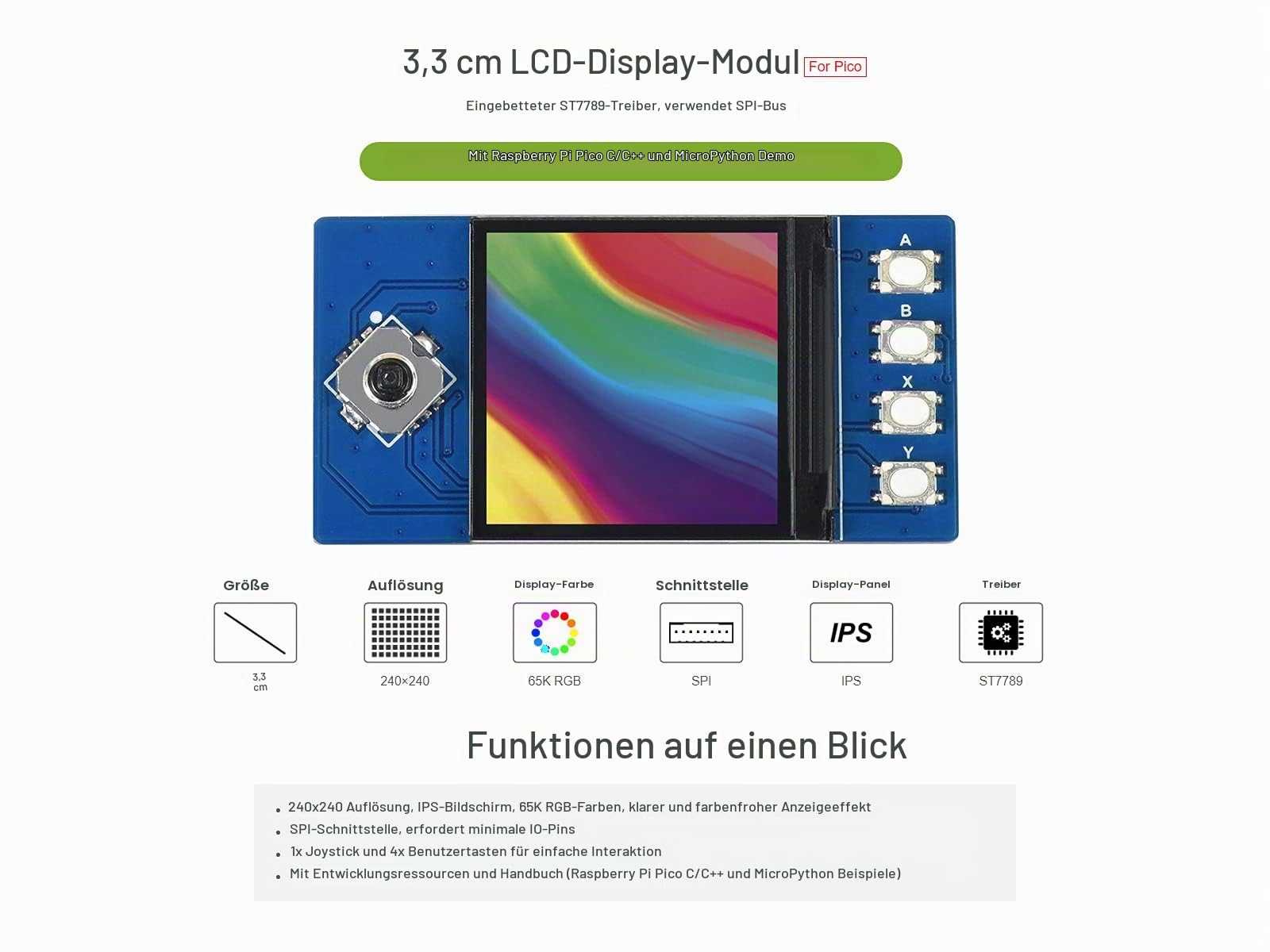 waveshare-1-3-zoll-lcd-displaymodul-f-r-raspberry-pi-pico-65k-rgb-240-240-spi image 2