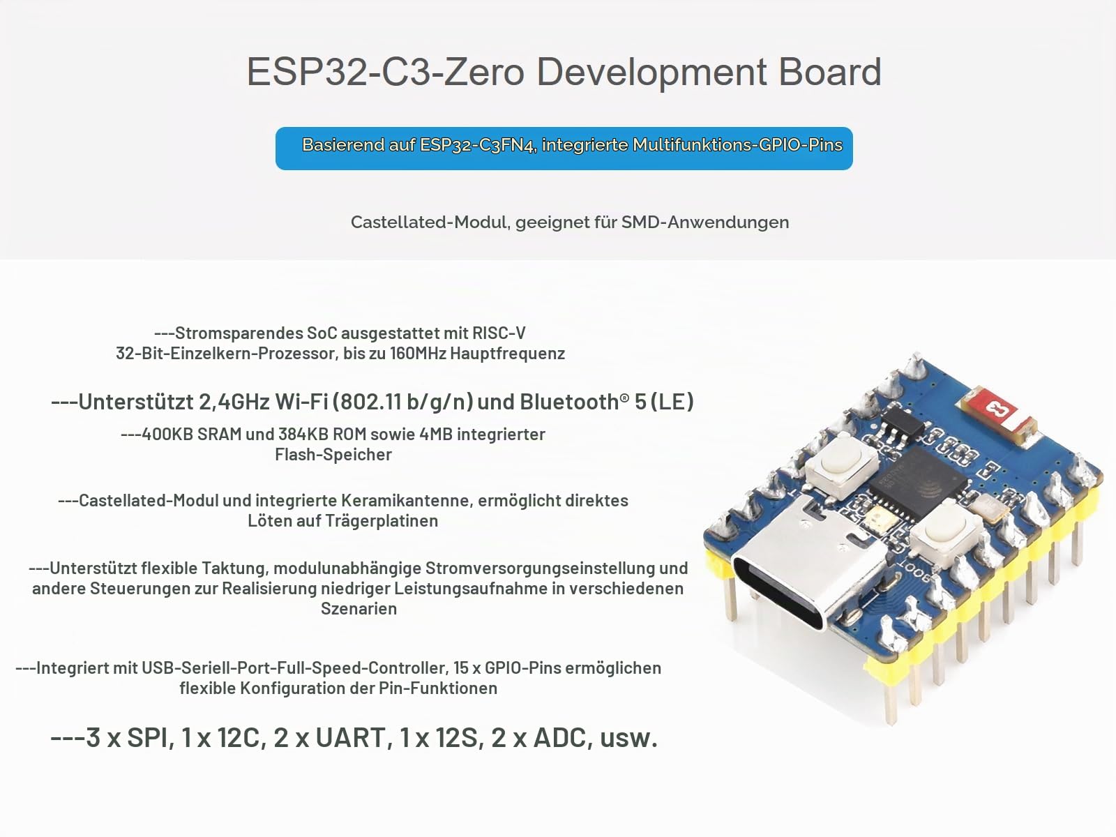waveshare-esp32-c3-mini-entwicklungsboard-esp32-c3fn4-wi-fi-bluetooth-5-vorgel-t image 2