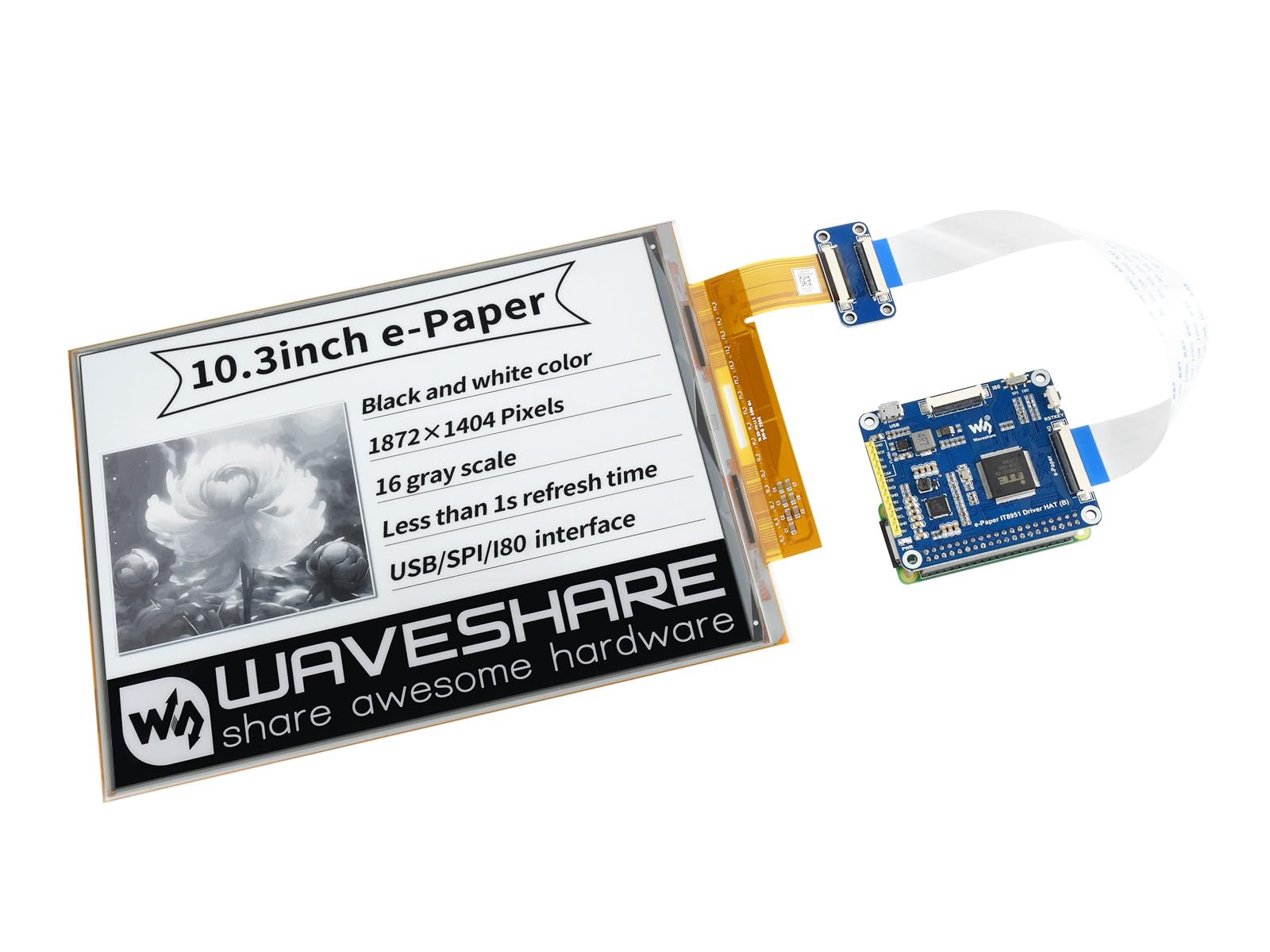 waveshare-10-3-zoll-flexibles-e-ink-display-hat-f-r-raspberry-pi-1872-1404-it895 image 1