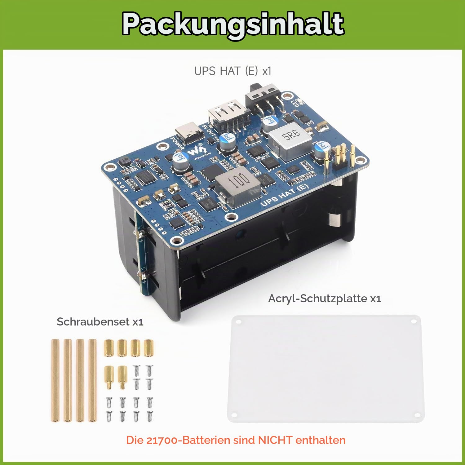 waveshare-ups-hat-e-f-r-raspberry-pi-5-4b-3b-5v-6a-pogo-pin image 2