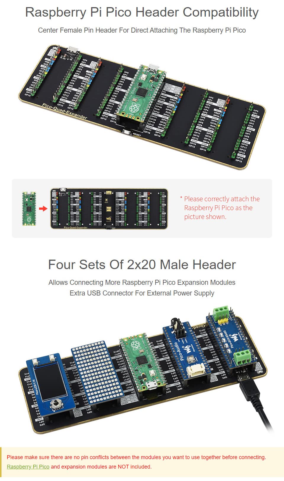 waveshare-quad-gpio-expander-f-r-raspberry-pi-pico-erweiterungsboard-mit-4x-2x20 image 4
