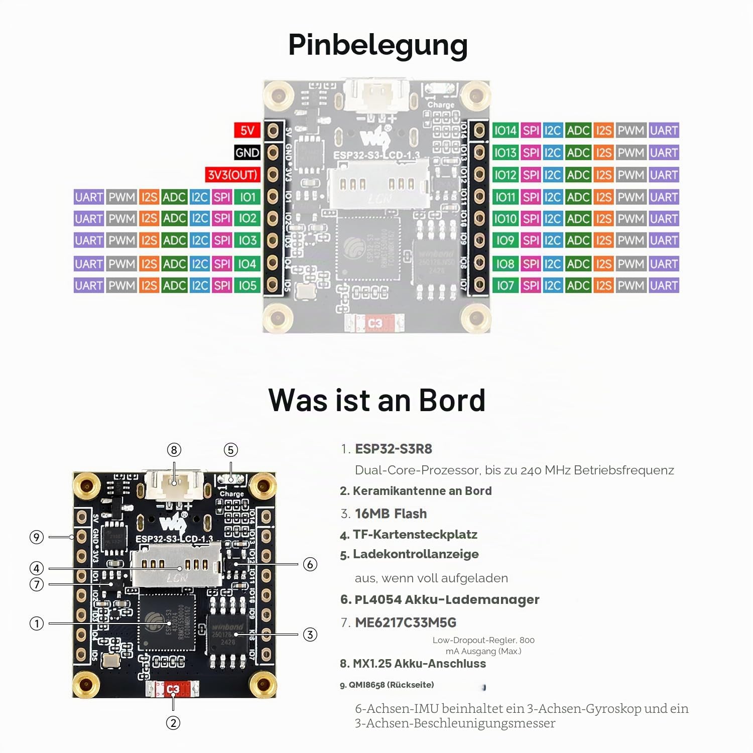 waveshare-esp32-s3-lcd-1-3-b-display-entwicklungsboard-1-3-zoll-mit-geh-use-ohne image 5