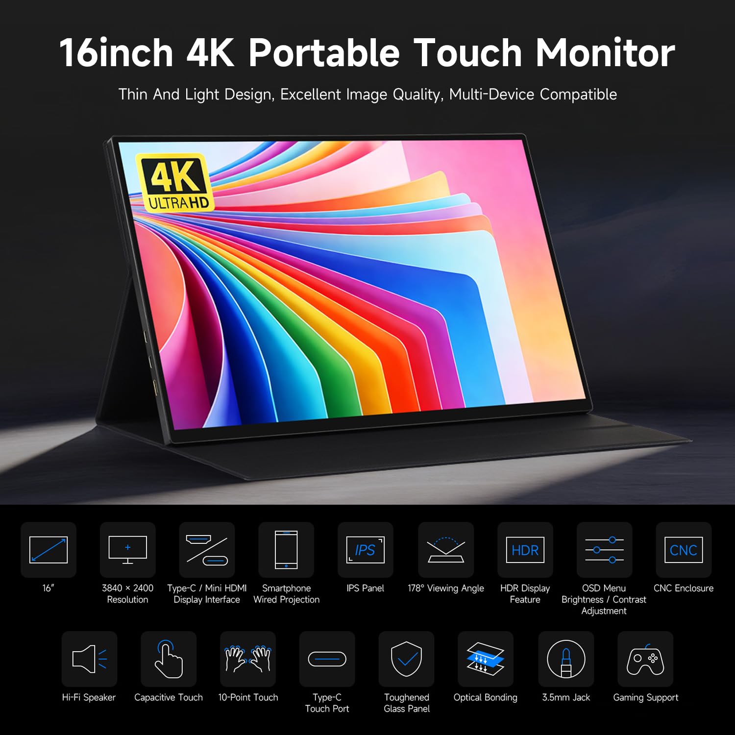 waveshare-luckfox-16-zoll-4k-portable-touch-monitor-3840x2400-120hz-ips-mit-magn image 3