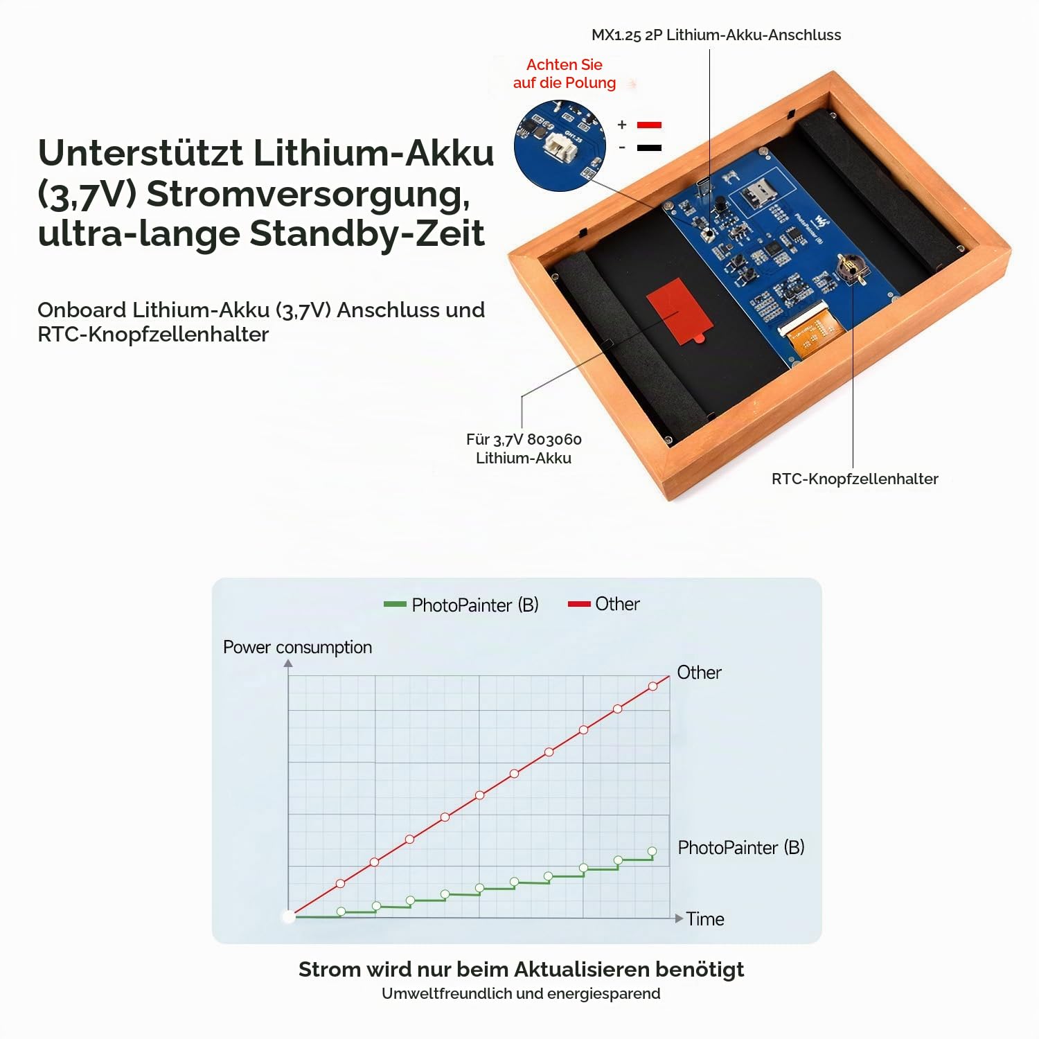 waveshare-7-3-zoll-e6-full-color-e-paper-mit-holz-bilderrahmen-800x480-inkl-akku image 4