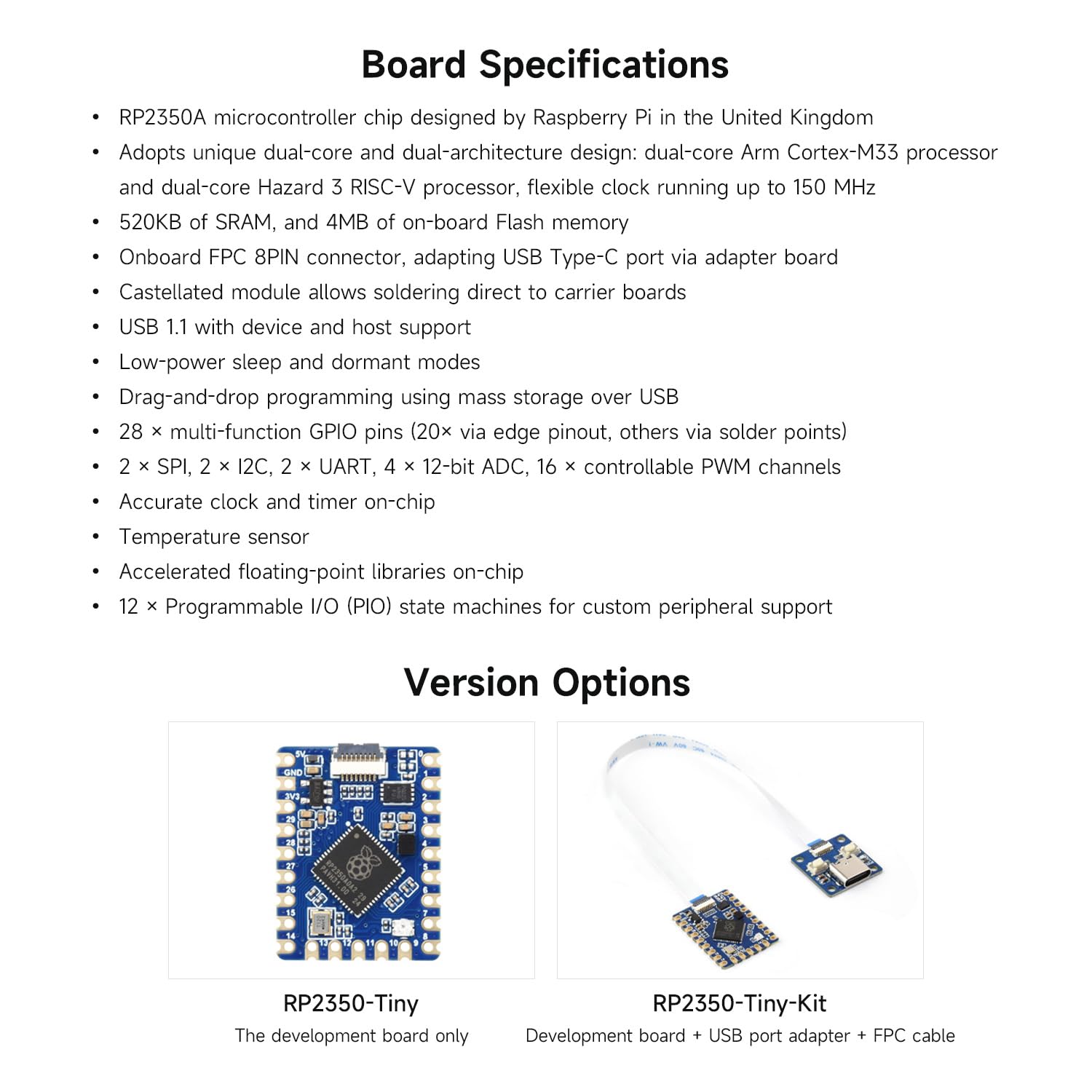 waveshare-rp2350-tiny-mikro-entwicklungsboard-rp2350a-dual-core-mit-split-usb-ad image 4
