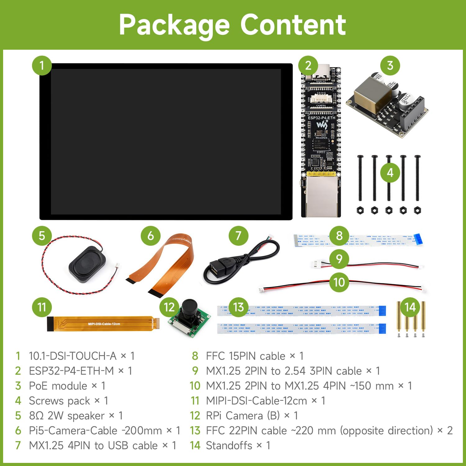 waveshare-esp32-p4-eth-entwicklungsboard-mit-10-1-zoll-screen-rj45-poe-modul-kam image 2