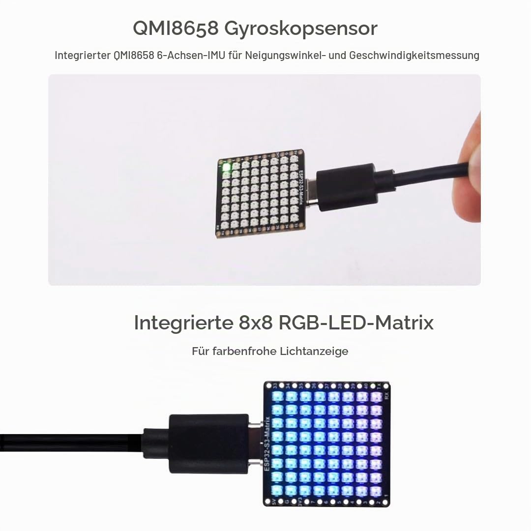 waveshare-esp32-s3-matrix-entwicklungsboard-mit-8x8-rgb-led-matrix-und-qmi8658c- image 5