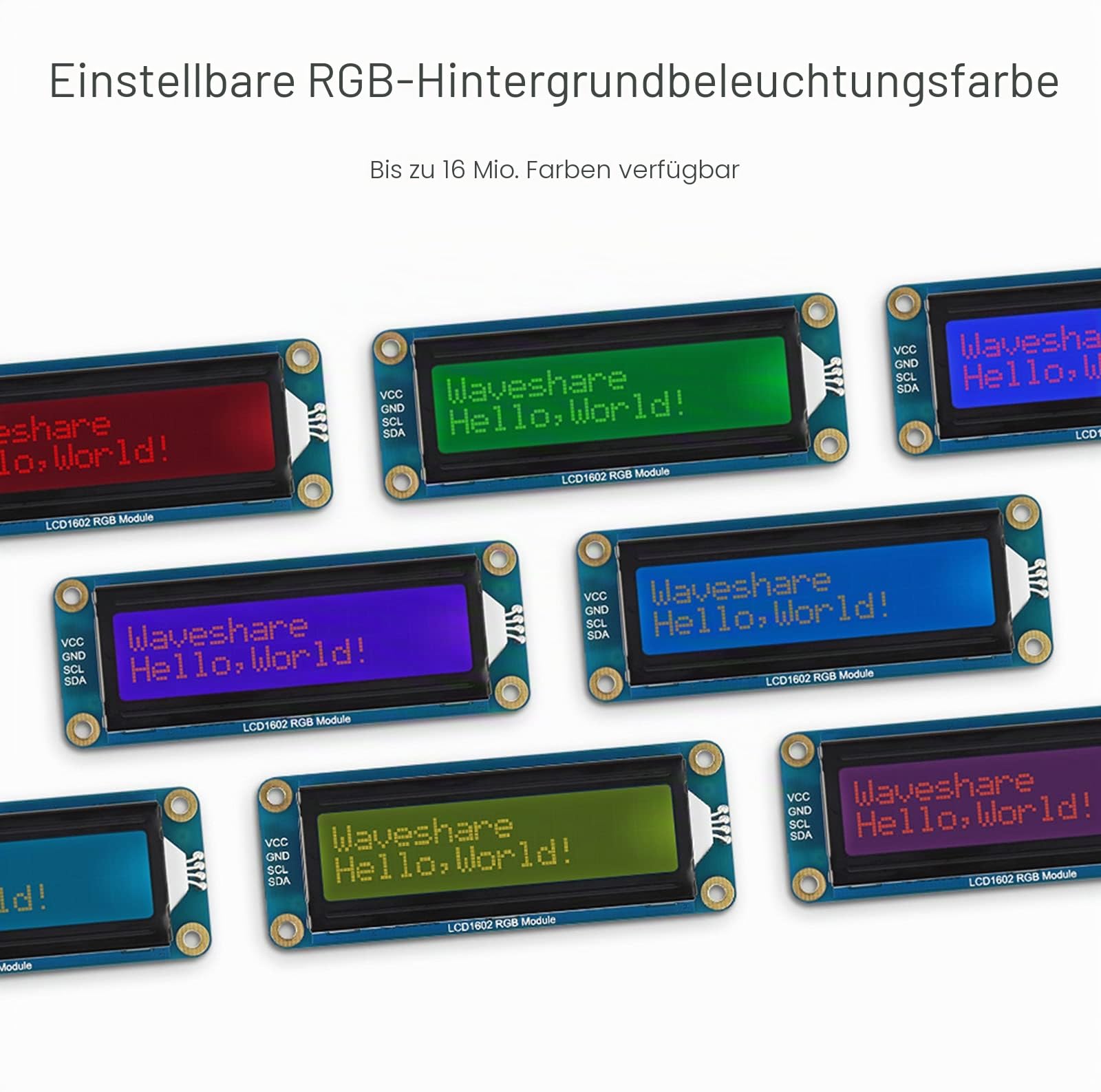 waveshare-1602-lcd-display-rgb-modul-i2c-16x2-zeichen-einstellbare-16m-farben-rg image 5