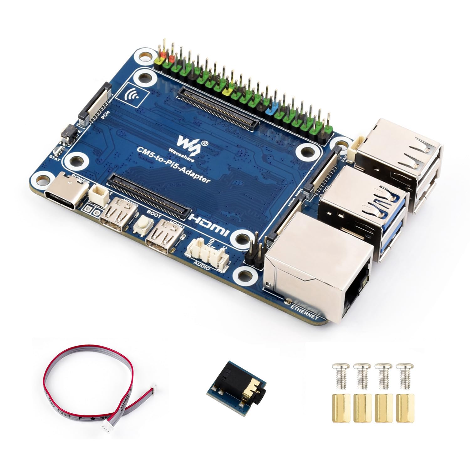 waveshare-cm5-zu-pi-5-adapterboard-f-r-raspberry-pi-compute-module-5-mit-audio-h image 1