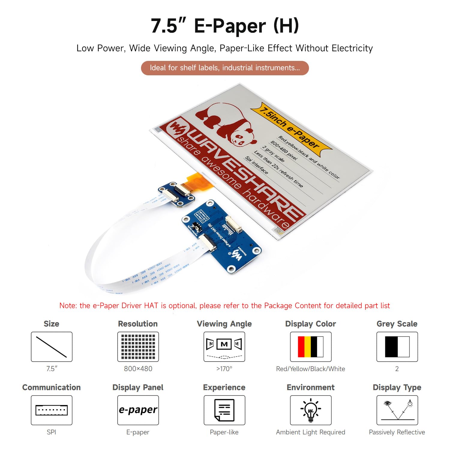waveshare-7-5inch-e-paper-display-h-e-ink-raw-display image 3