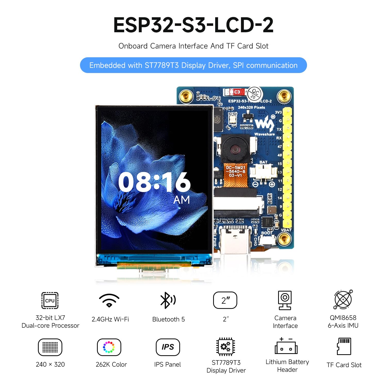 waveshare-2-zoll-esp32-s3-display-entwicklungsboard-240x320-ips-ov5640-5mp-kamer image 3