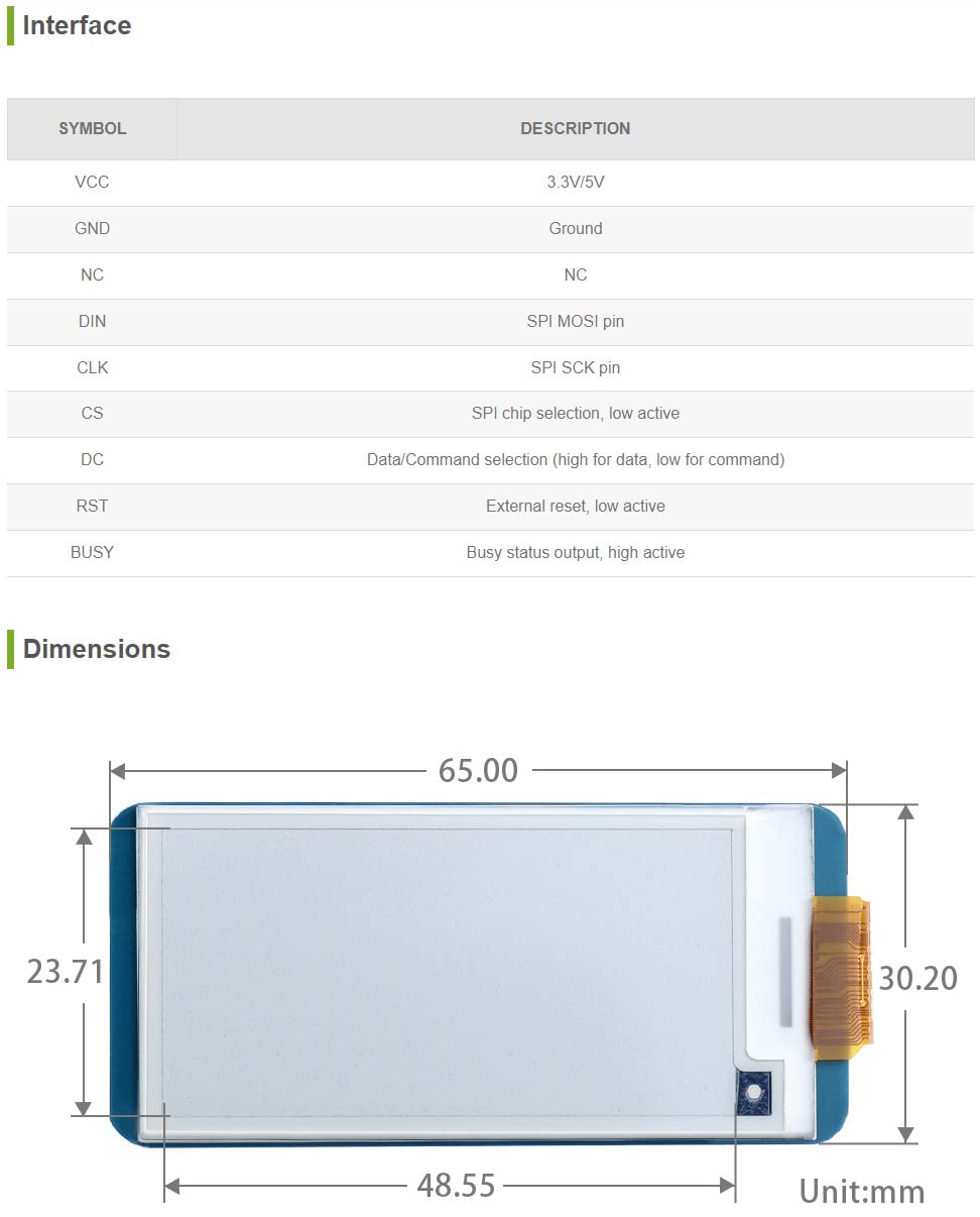 waveshare-2-13-zoll-e-paper-display-hat-v4-250x122-f-r-raspberry-pi image 6
