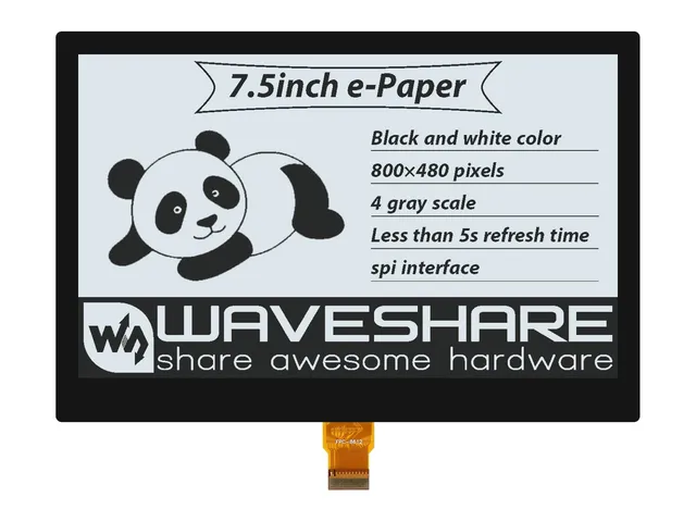waveshare-7-5-zoll-e-paper-e-ink-display-800-480-voll-laminiert-spi-ohne-pcb image 1