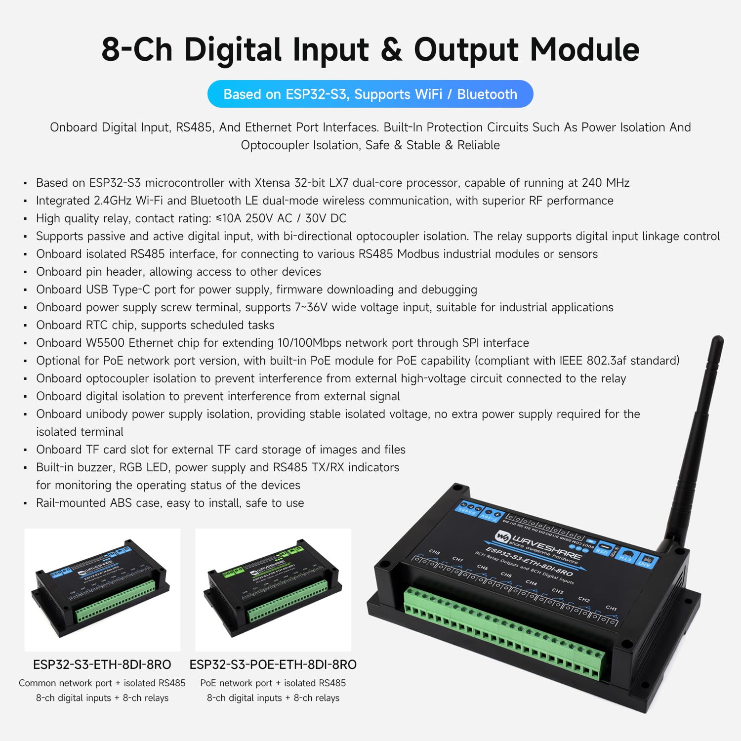 waveshare-esp32-s3-eth-8di-8ro-8-kanal-relaismodul-mit-lan-und-rs485 image 3