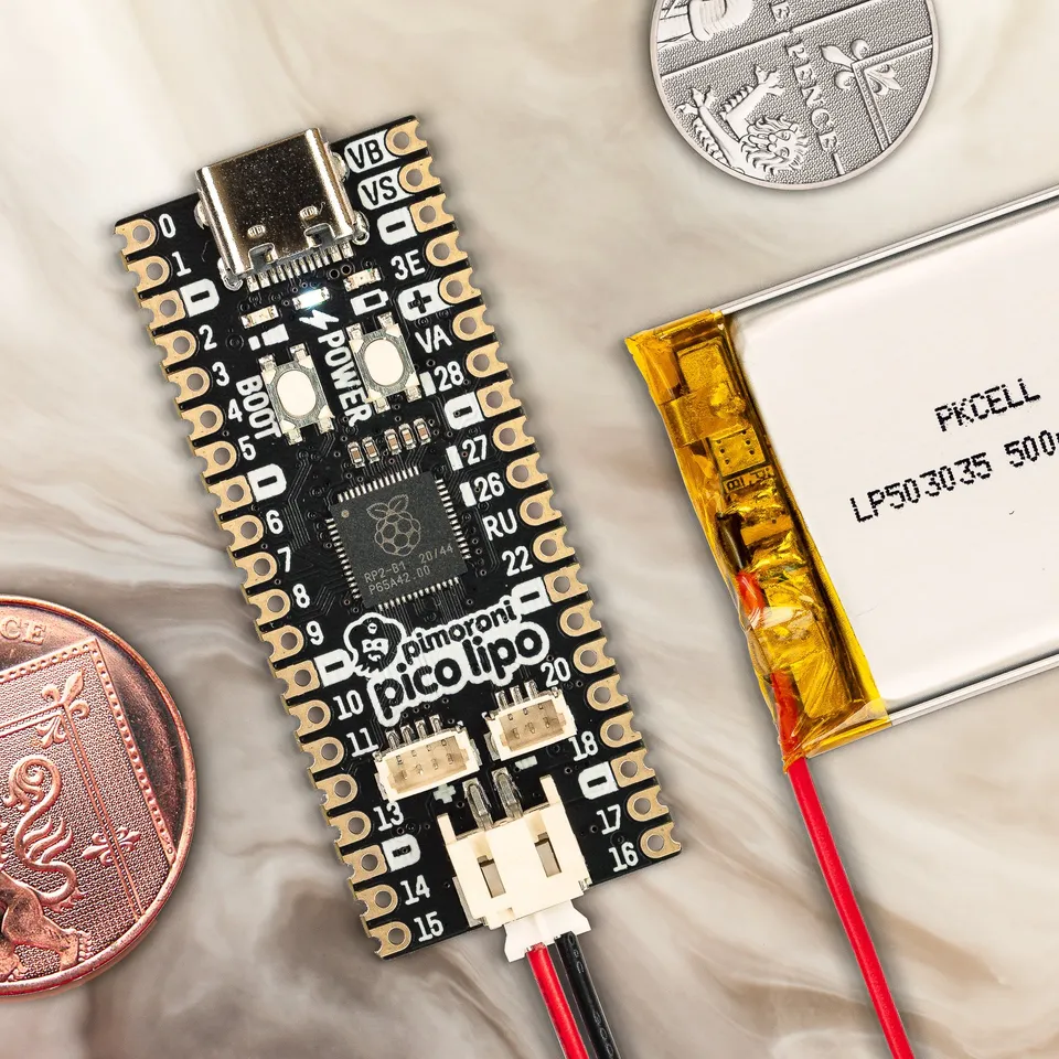pimoroni-pico-lipo-rp2040-board-mit-lipo-ladung-und-usb-c image 1