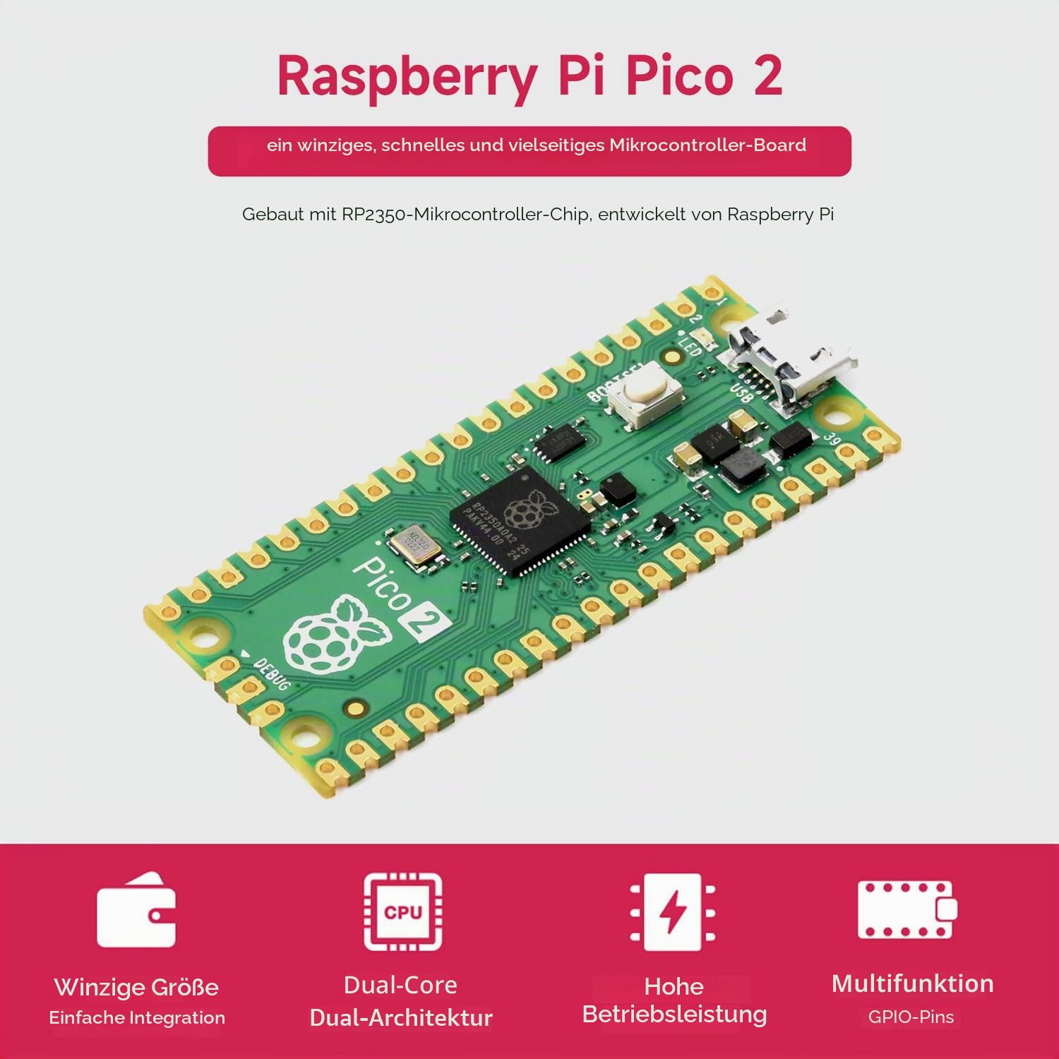 waveshare-pi-pico-2-m-mikrocontroller-board-rp2350-4mb-flash-mit-header image 3