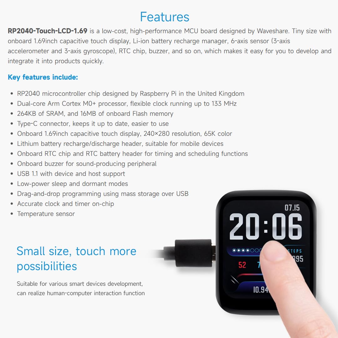 waveshare-rp2040-entwicklungsboard-1-69-zoll-touch-lcd-240x280-mit-rtc-und-buzze image 4
