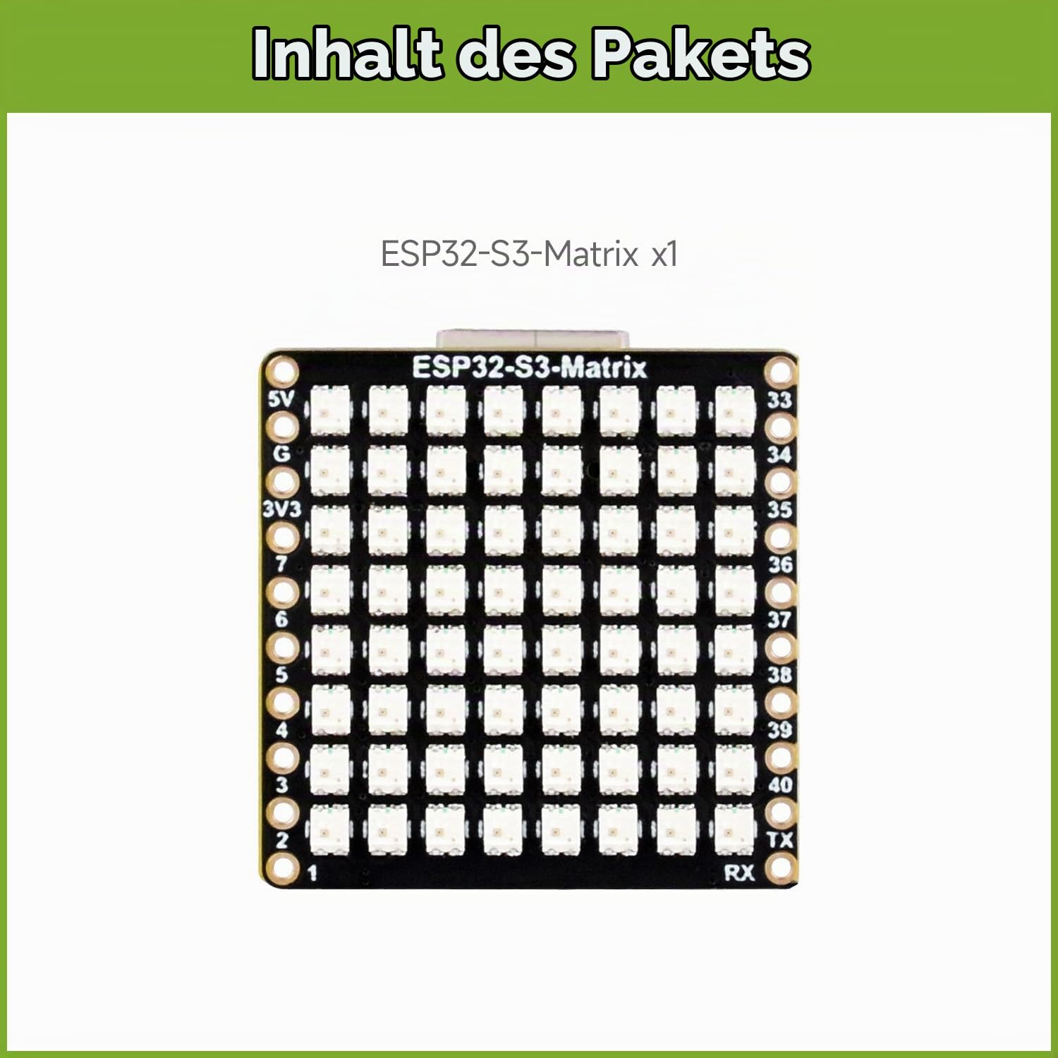 waveshare-esp32-s3-matrix-entwicklungsboard-mit-8x8-rgb-led-matrix-und-qmi8658c- image 2