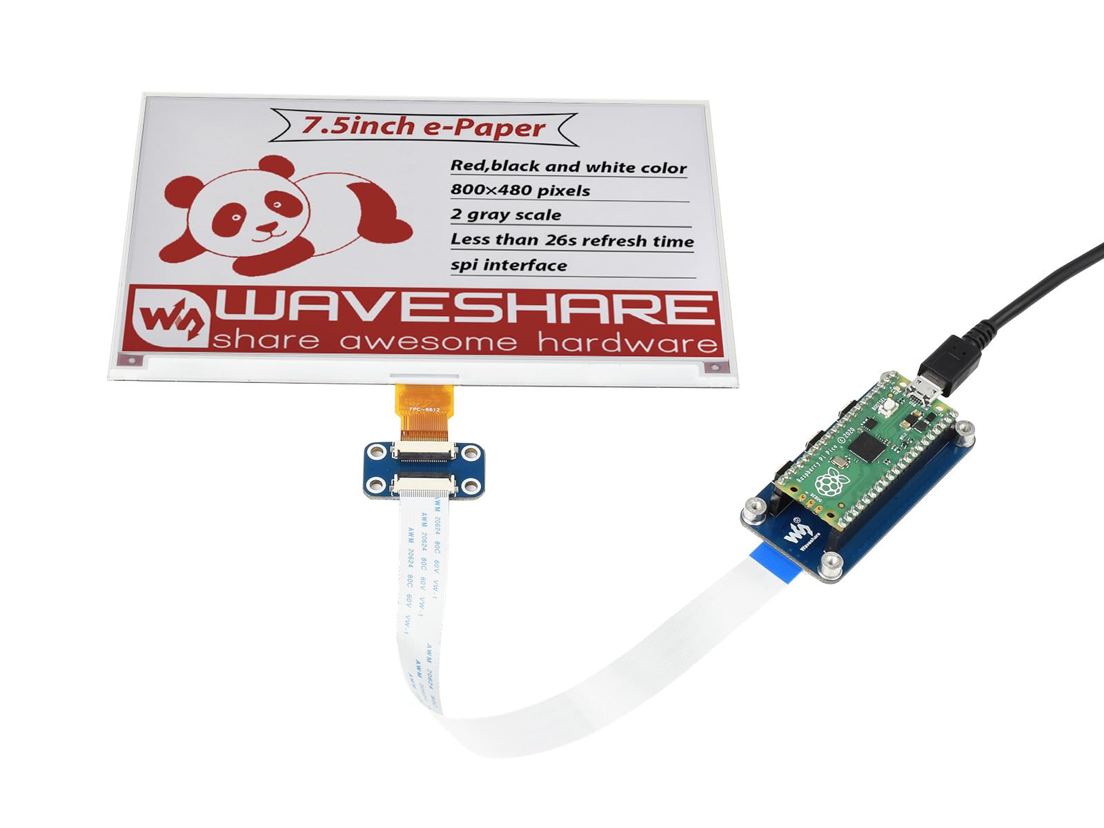 waveshare-7-5-zoll-e-paper-e-ink-display-modul-b-800x480-rot-schwarz-wei-f-r-ras image 1