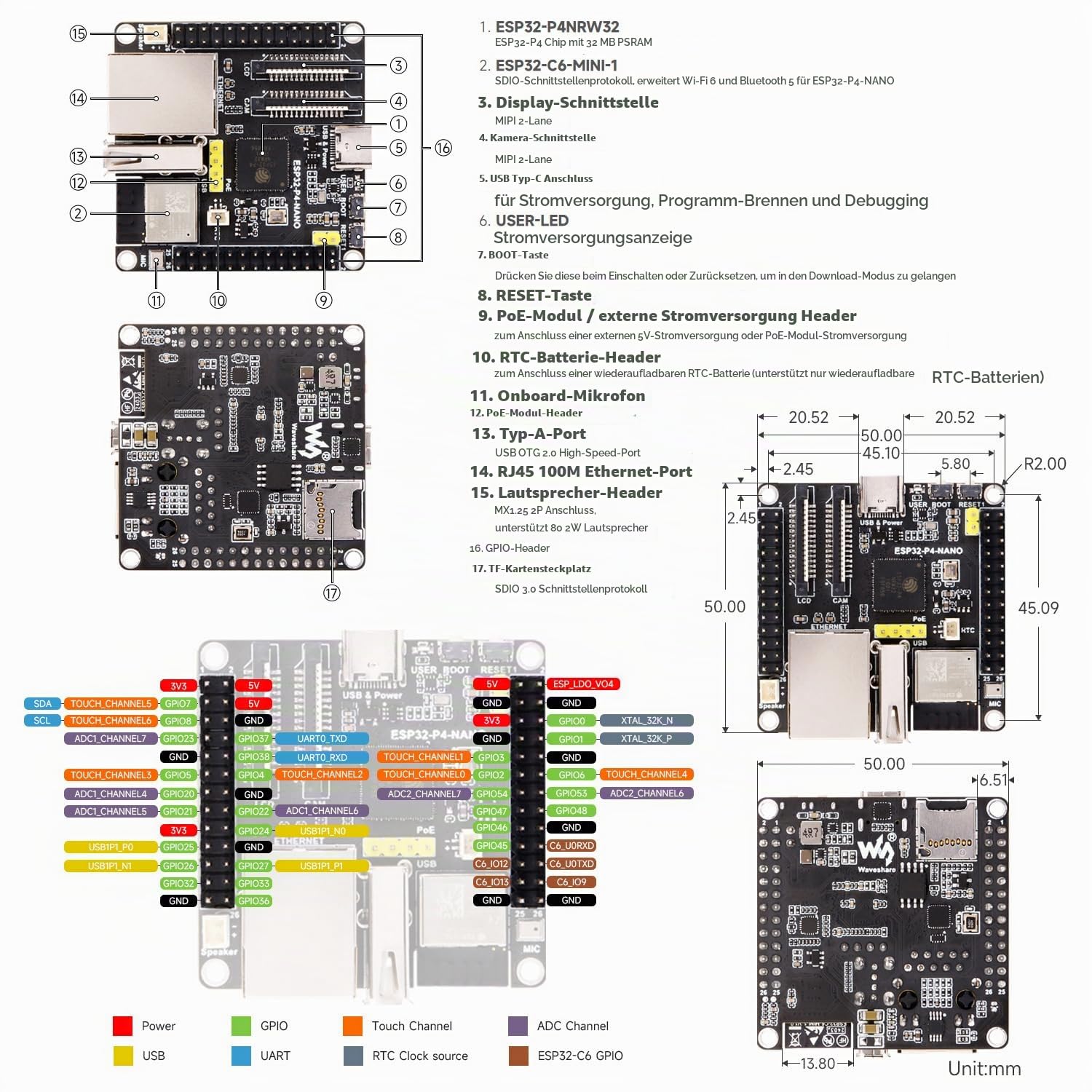 waveshare-esp32-p4-nano-kit-b-entwicklungsboard-esp32-p4-wi-fi-6-ble-mit-speaker image 8