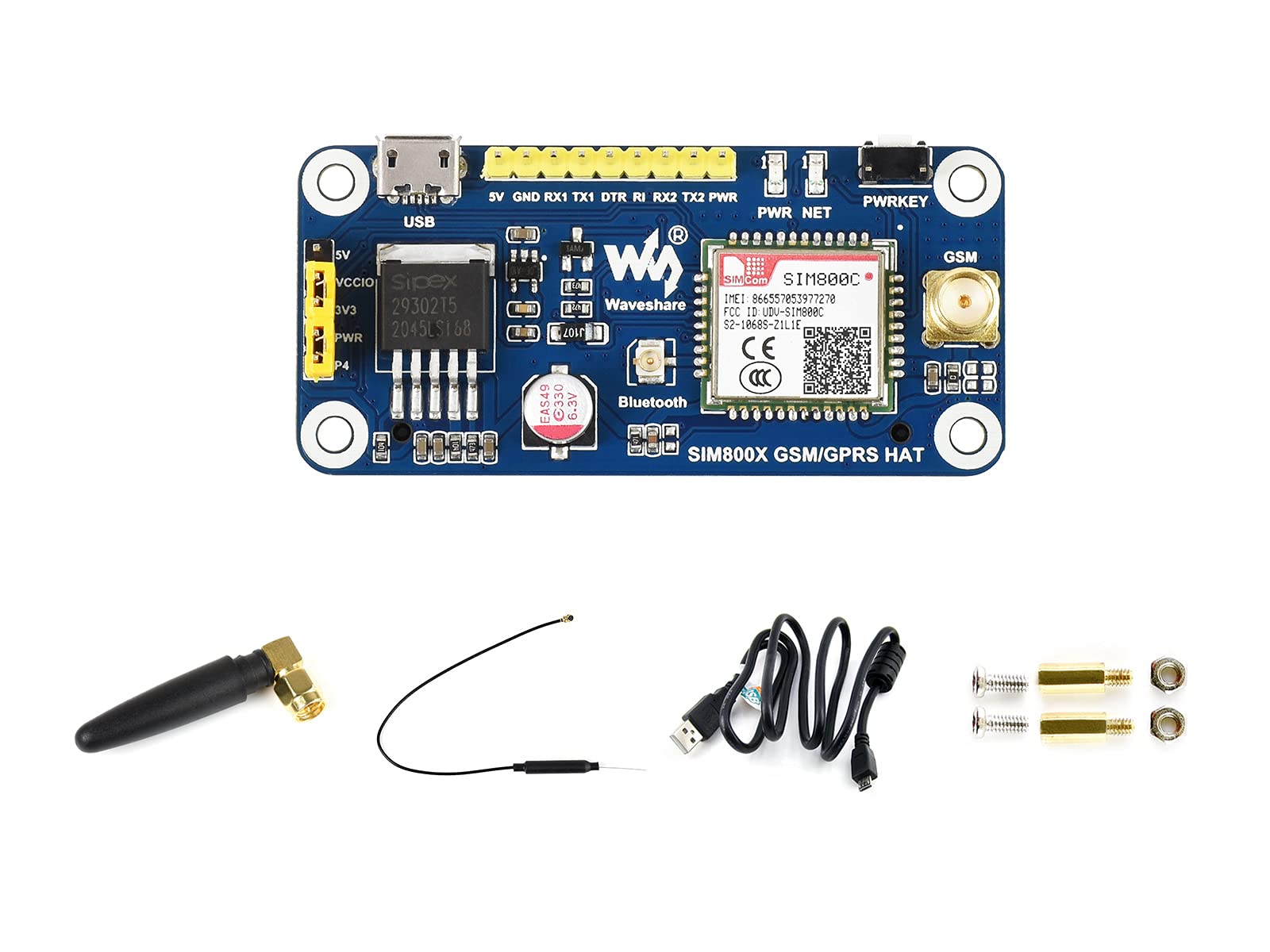 waveshare-sim800c-gsm-gprs-hat-2g-kommunikationsmodul-f-r-raspberry-pi-jetson-na image 2