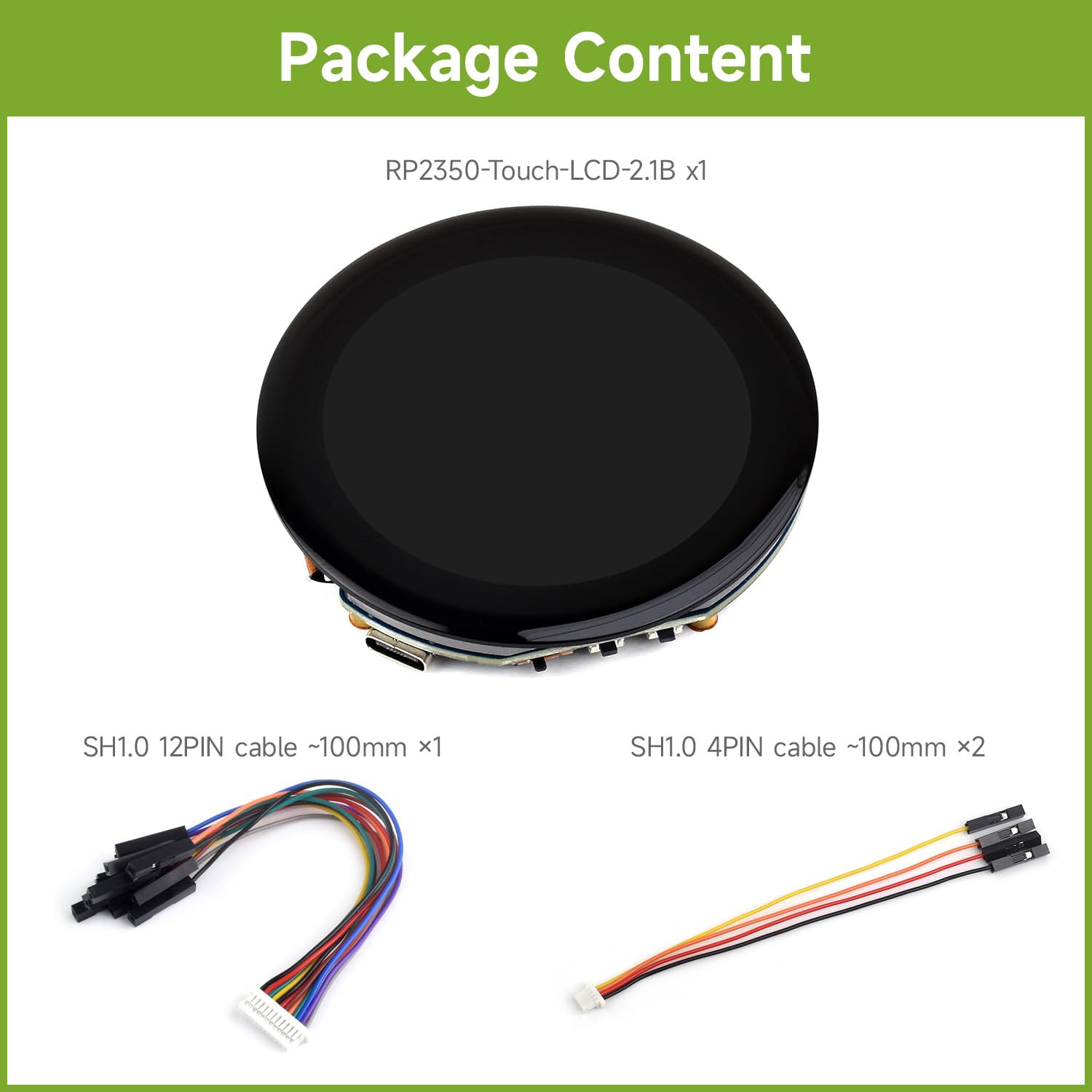 waveshare-rp2350-2-1-zoll-touch-round-display-board-480x480-ips-kapazitiv-2-5d image 2