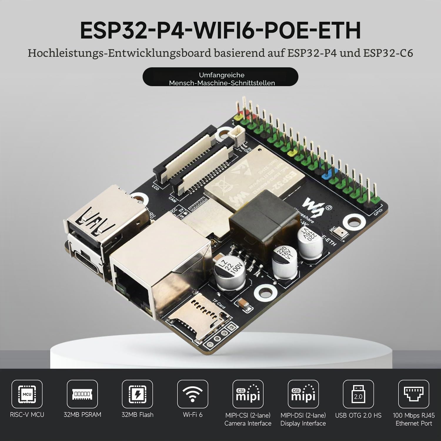 waveshare-esp32-p4-wifi6-poe-eth-c-entwicklungsboard-mit-raspberry-pi-kamera-b image 3