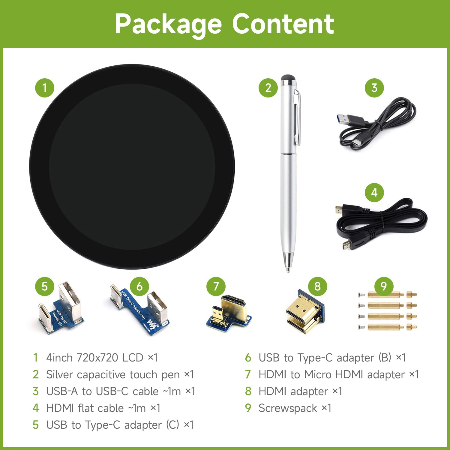 waveshare-4-zoll-hdmi-circular-touch-display-720x720-ips image 2