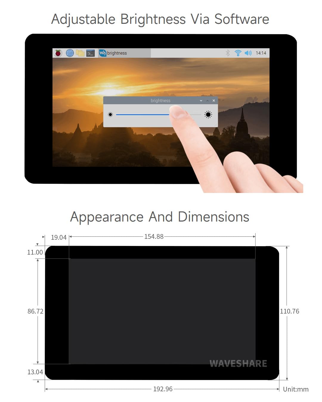 waveshare-7-zoll-dsi-touch-display-800x480-kapazitiv-f-r-raspberry-pi-5-4b-3b image 7