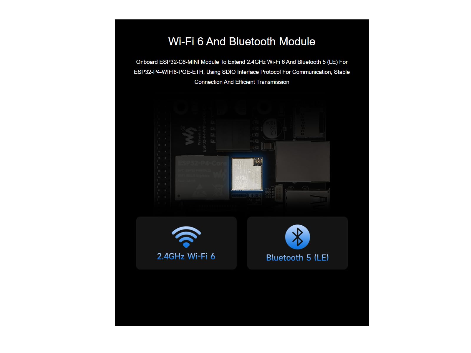 waveshare-esp32-p4-wifi6-poe-eth-entwicklungsboard-esp32-p4-esp32-c6-wi-fi-6-bt5 image 4